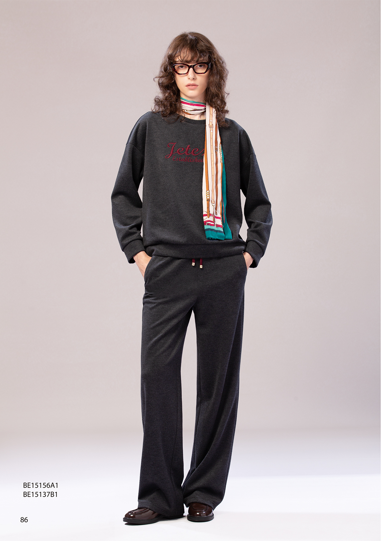 BE15137B1 夜色棉語寬鬆休閒長褲