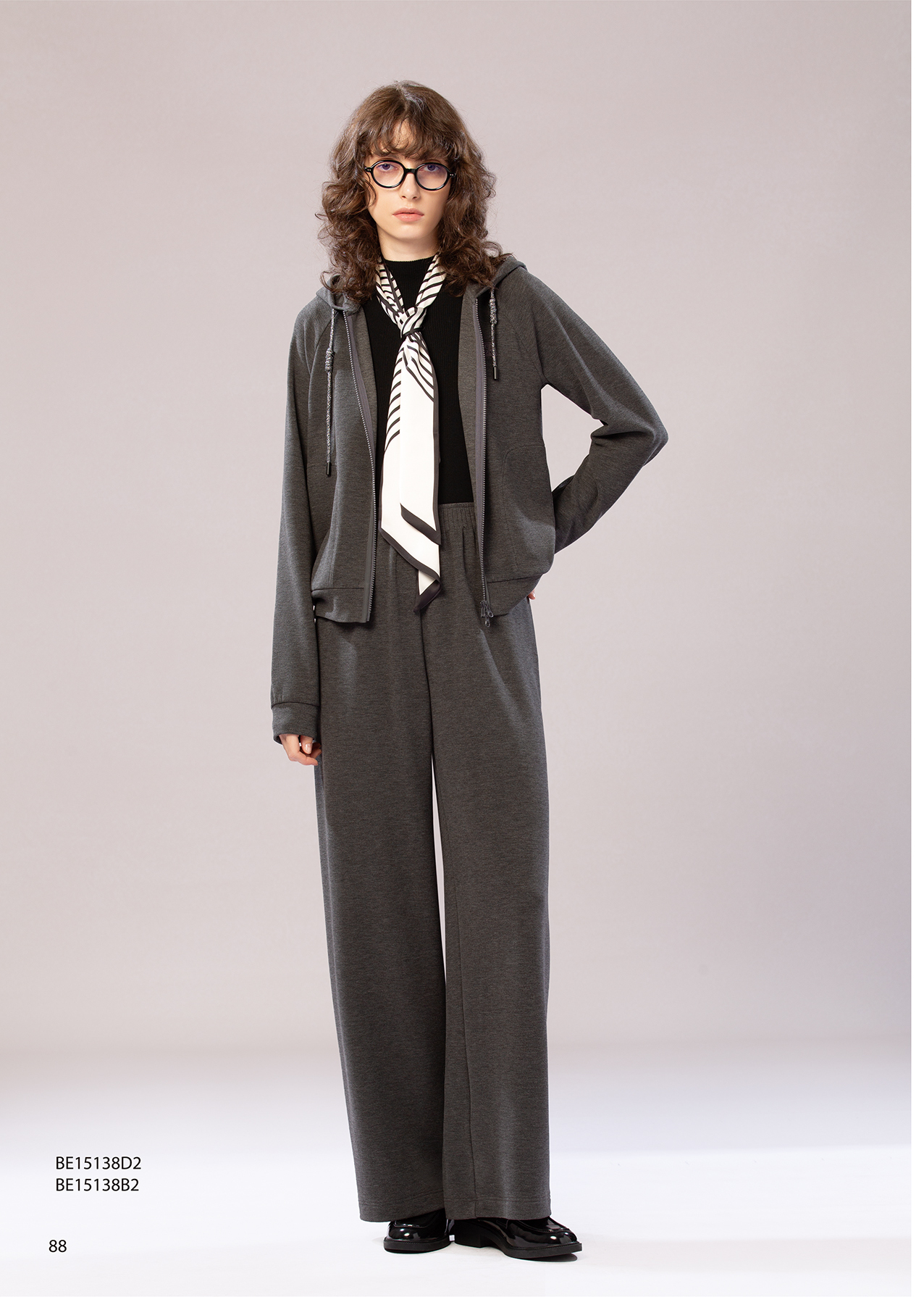 BE15138B2 靜謐之流鬆緊腰頭寬直筒長褲