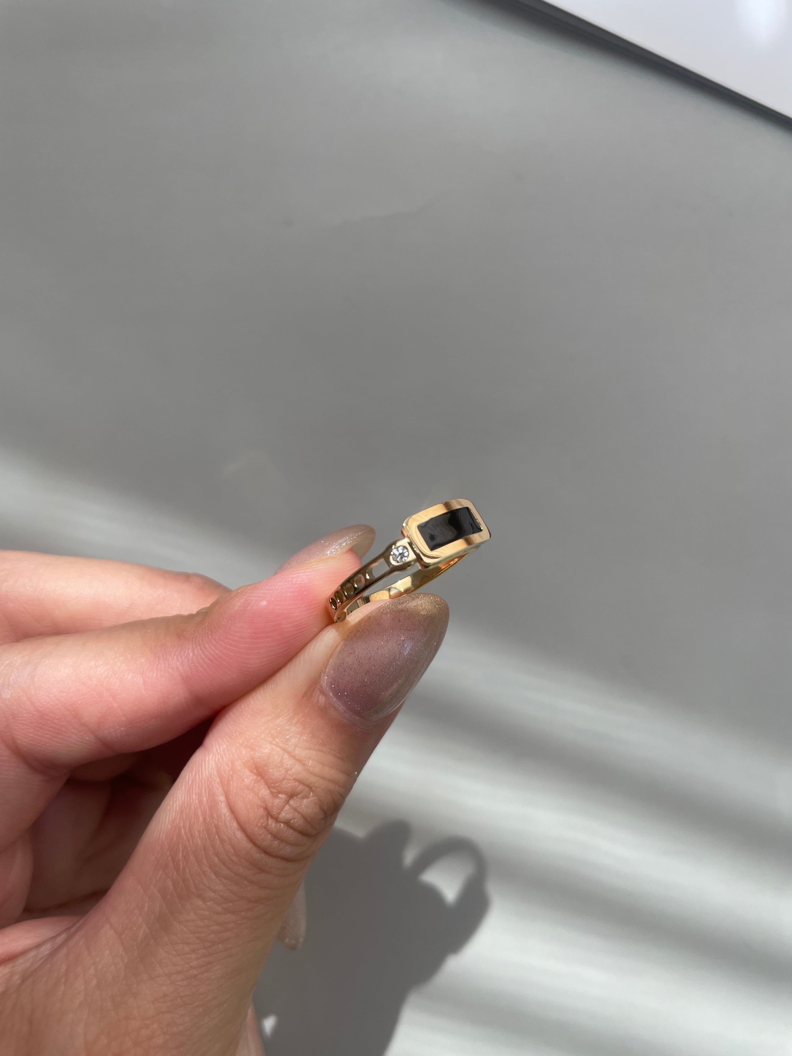 black square zirconia ring