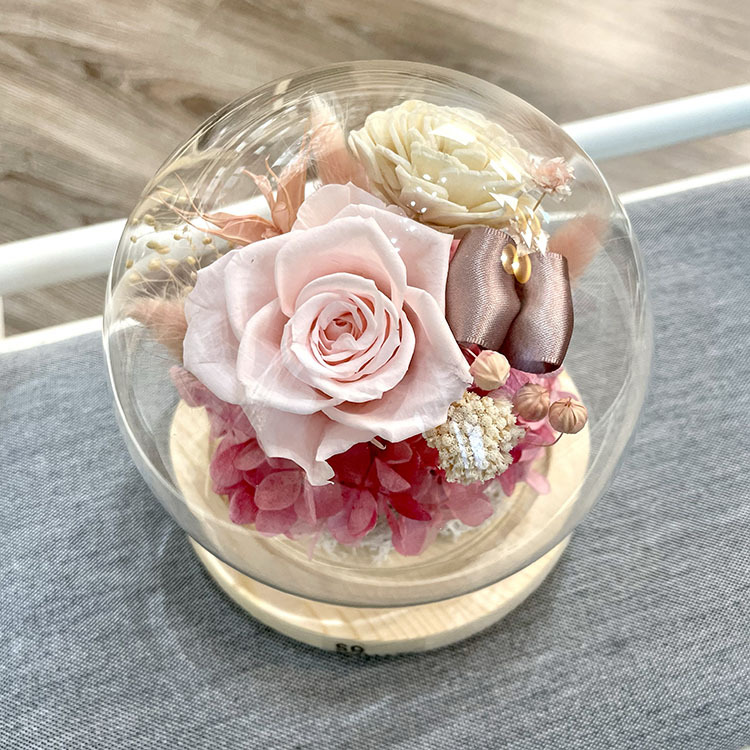 (1/26-28店休暫停出貨)春天粉・永生花玻璃盅・日本玫瑰・可宅配（外縣市限本島)