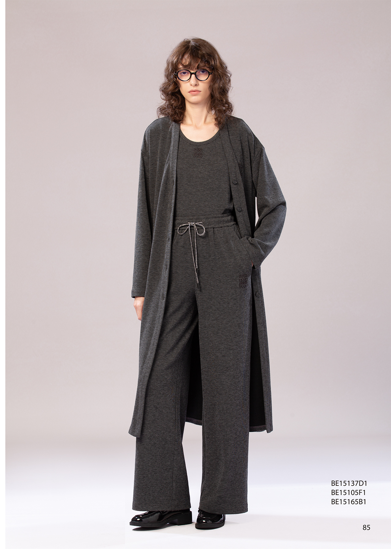 BE15165B1 暮色緩行針織抽繩直筒長褲