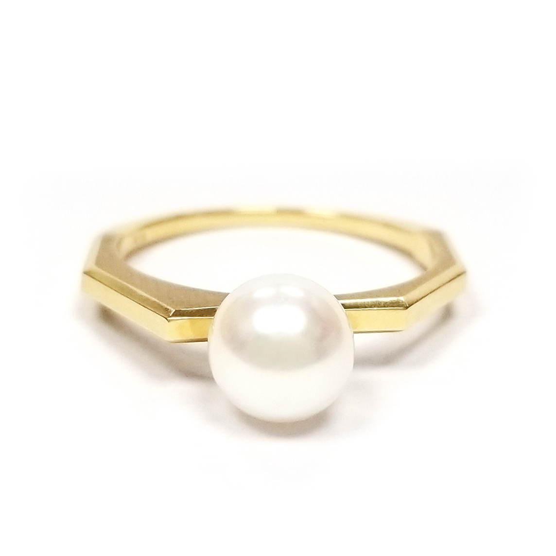 日本18K黃金 Akoya 珍珠戒指