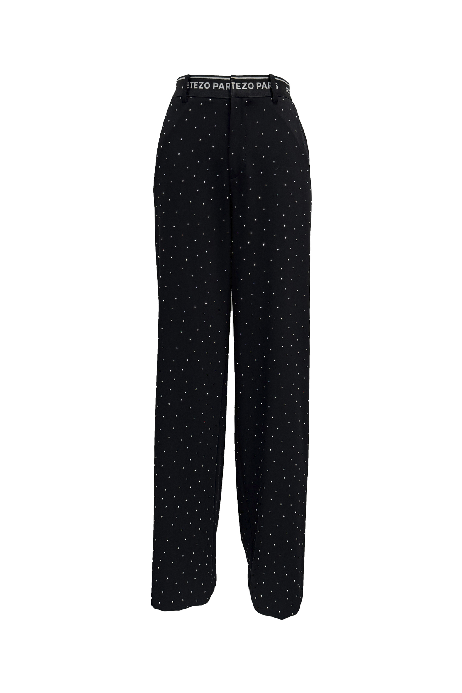 BE15166B1 星影序章亮銀微鑽寬高腰直筒長褲