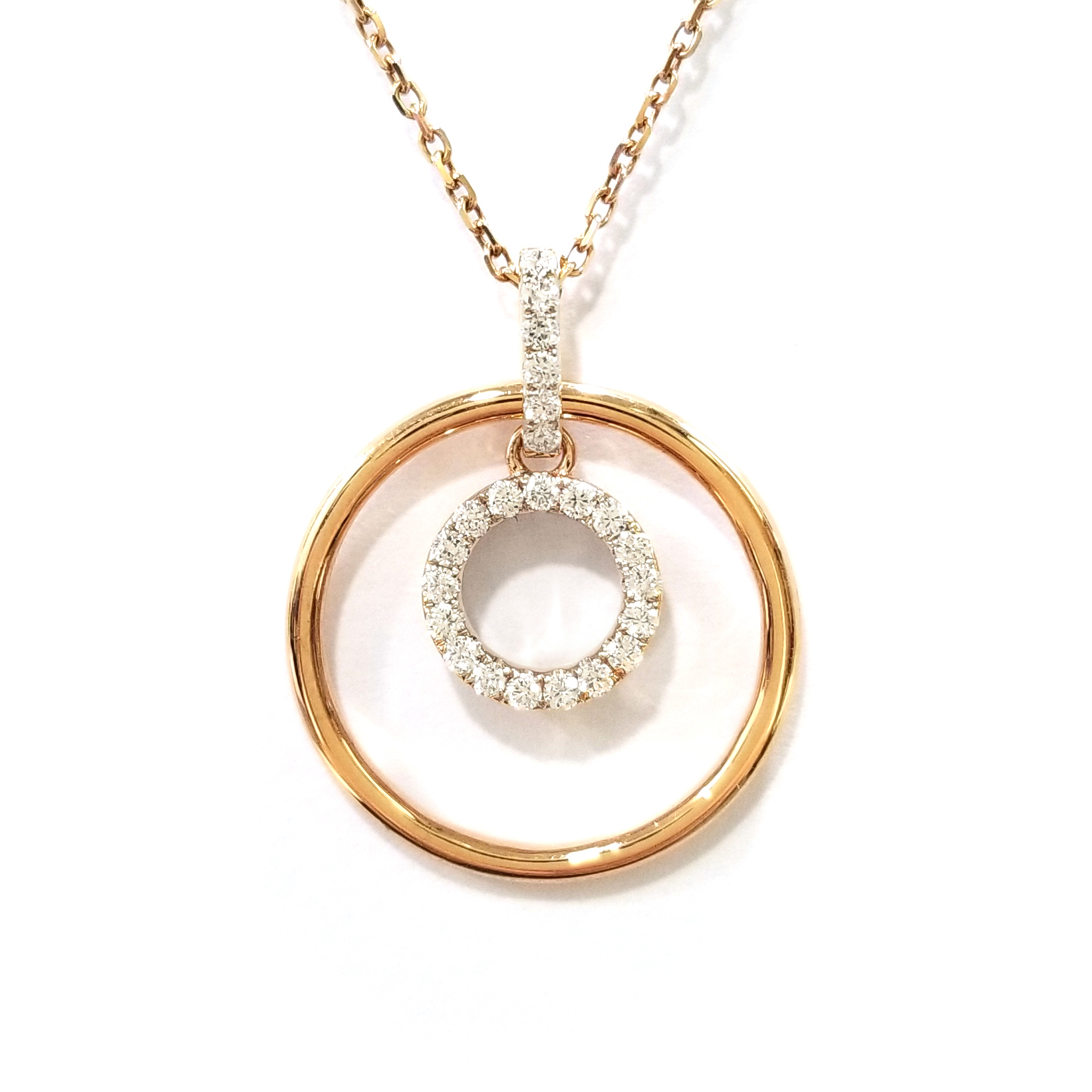 18K玫瑰金天然鑽石吊墜