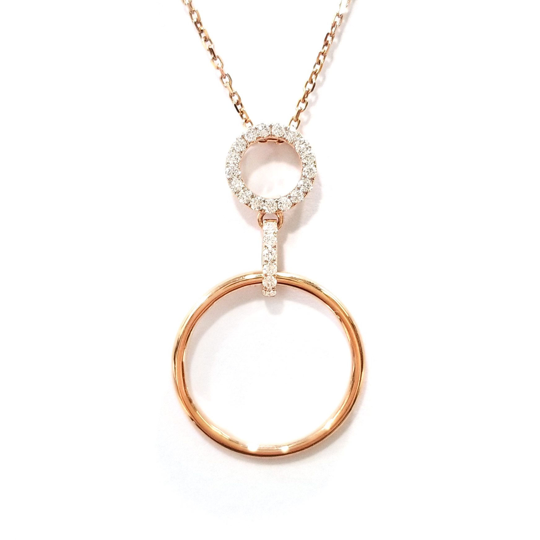 18K玫瑰金天然鑽石吊墜