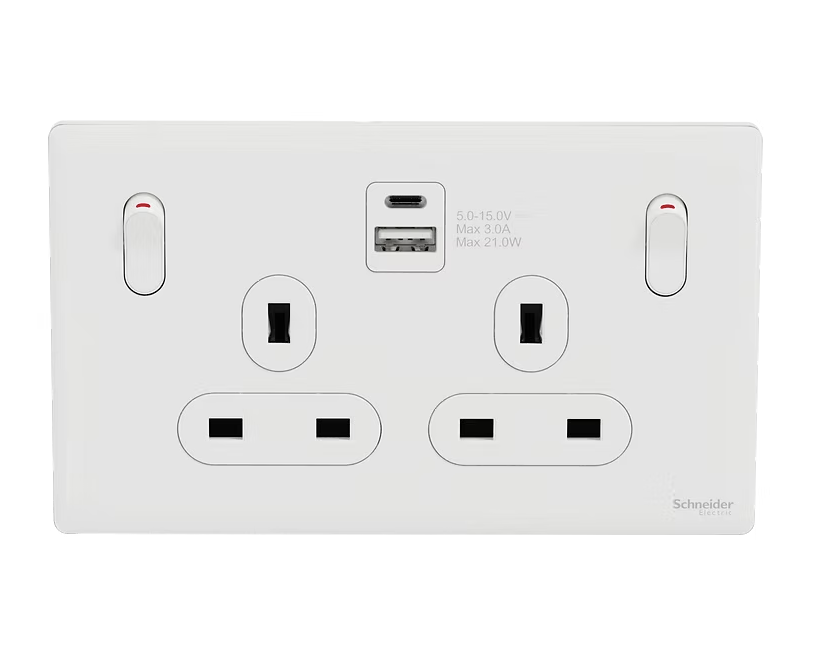 UNICA X 13A孖蘇有掣連Type A+C USB 插座