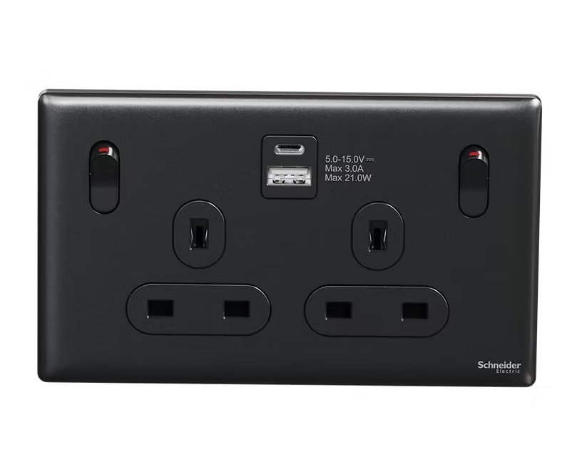 UNICA X 13A孖蘇有掣連Type A+C USB 插座