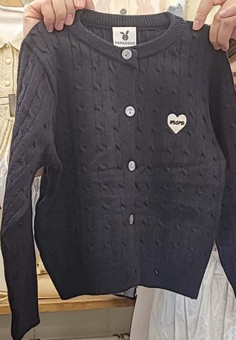 HCB10OW014BK  HANA COCO-黑色麻花編織愛心外套