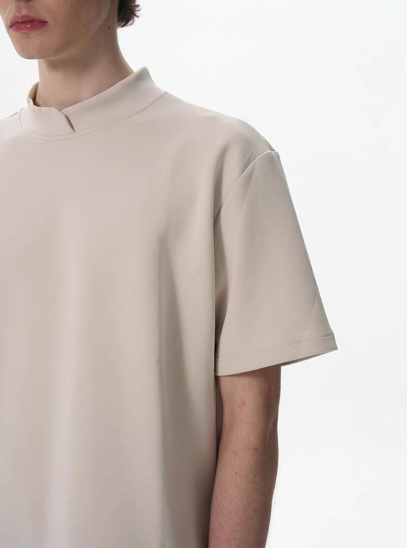 002. Styled Mock Neck Short Sleeve Top