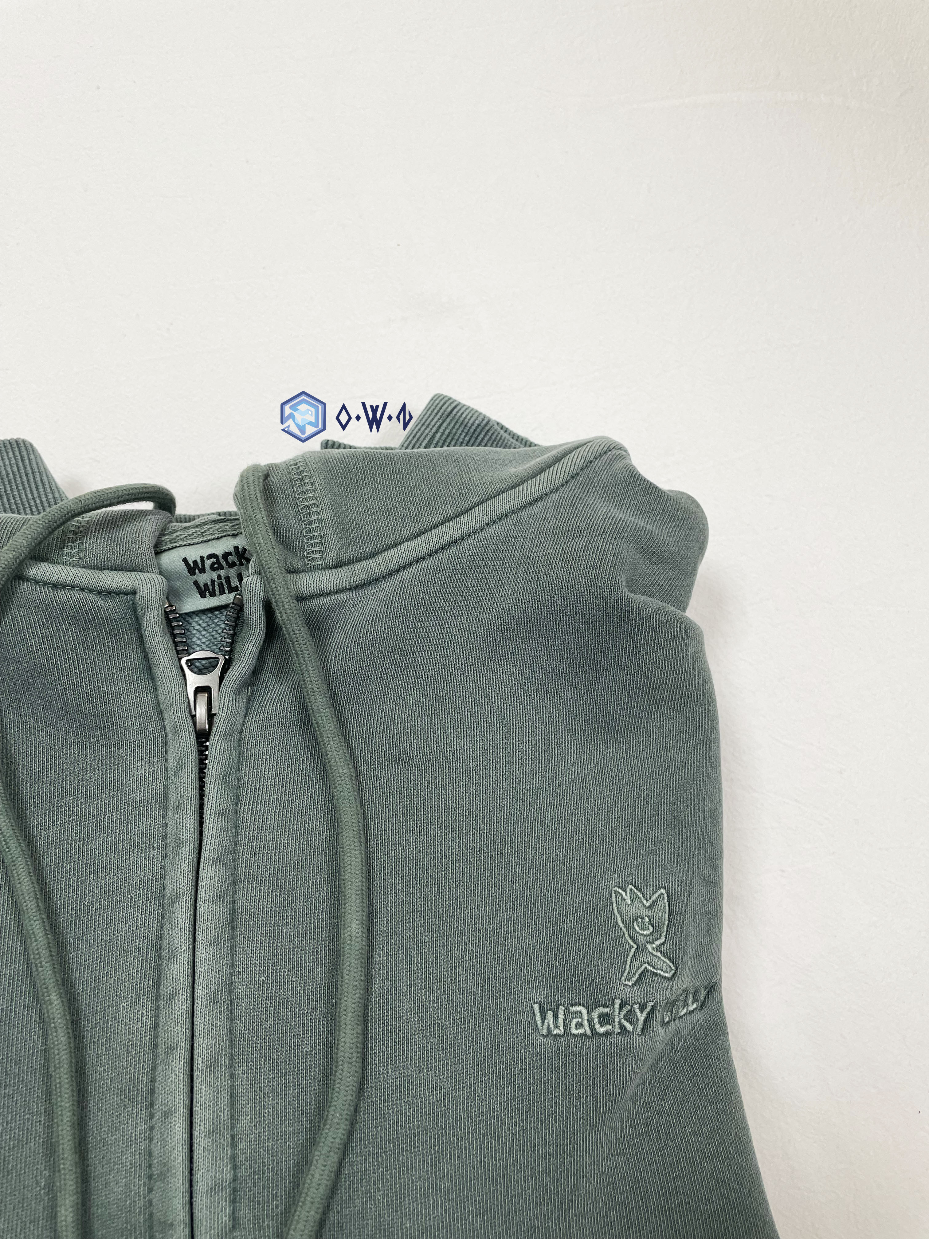 【OWN】Wacky Willy 連帽外套 水洗 刷白 刺繡 經典 熱門款 不分男女 水洗綠