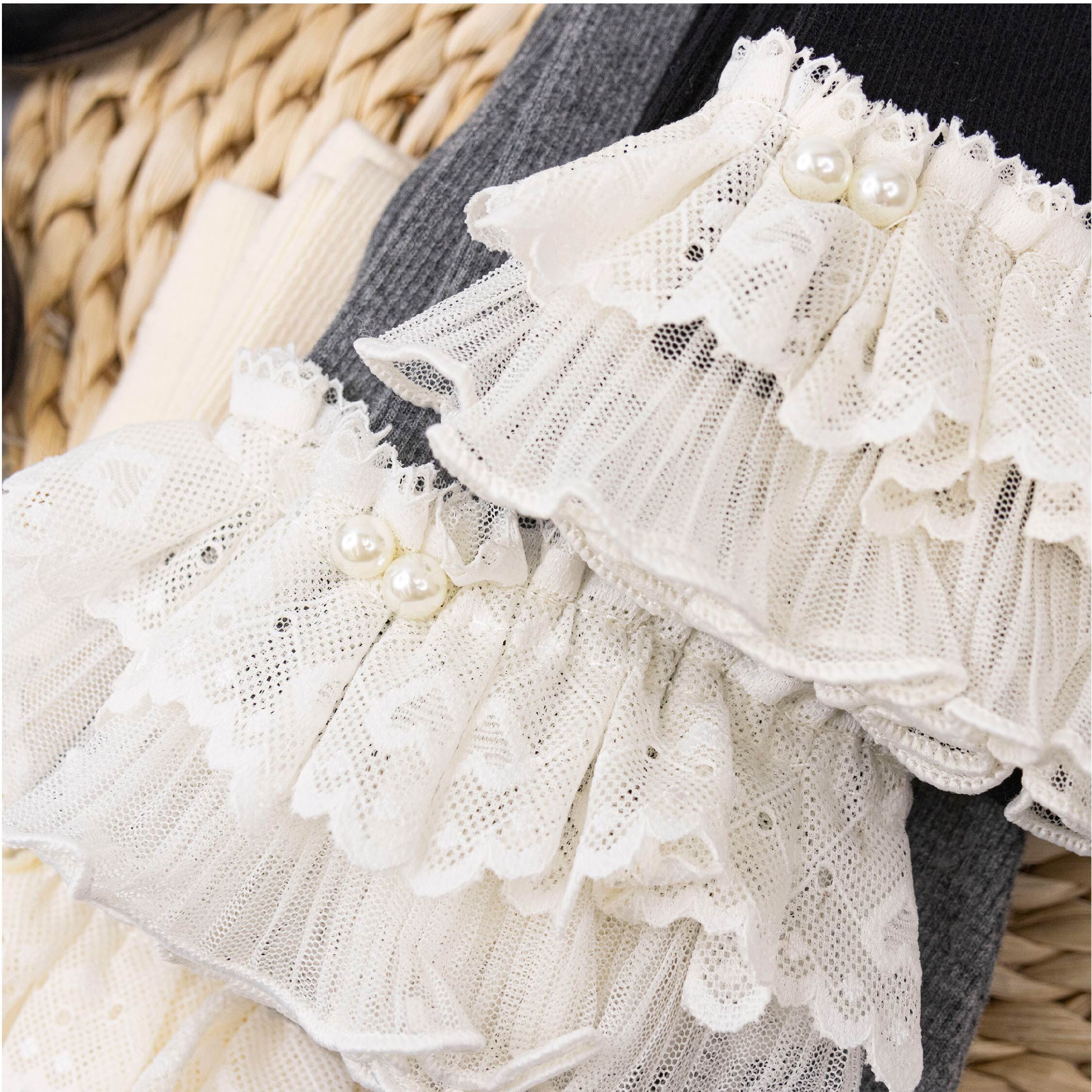 【H55546】浪漫愛心網紗坑條紋內搭褲＊二色