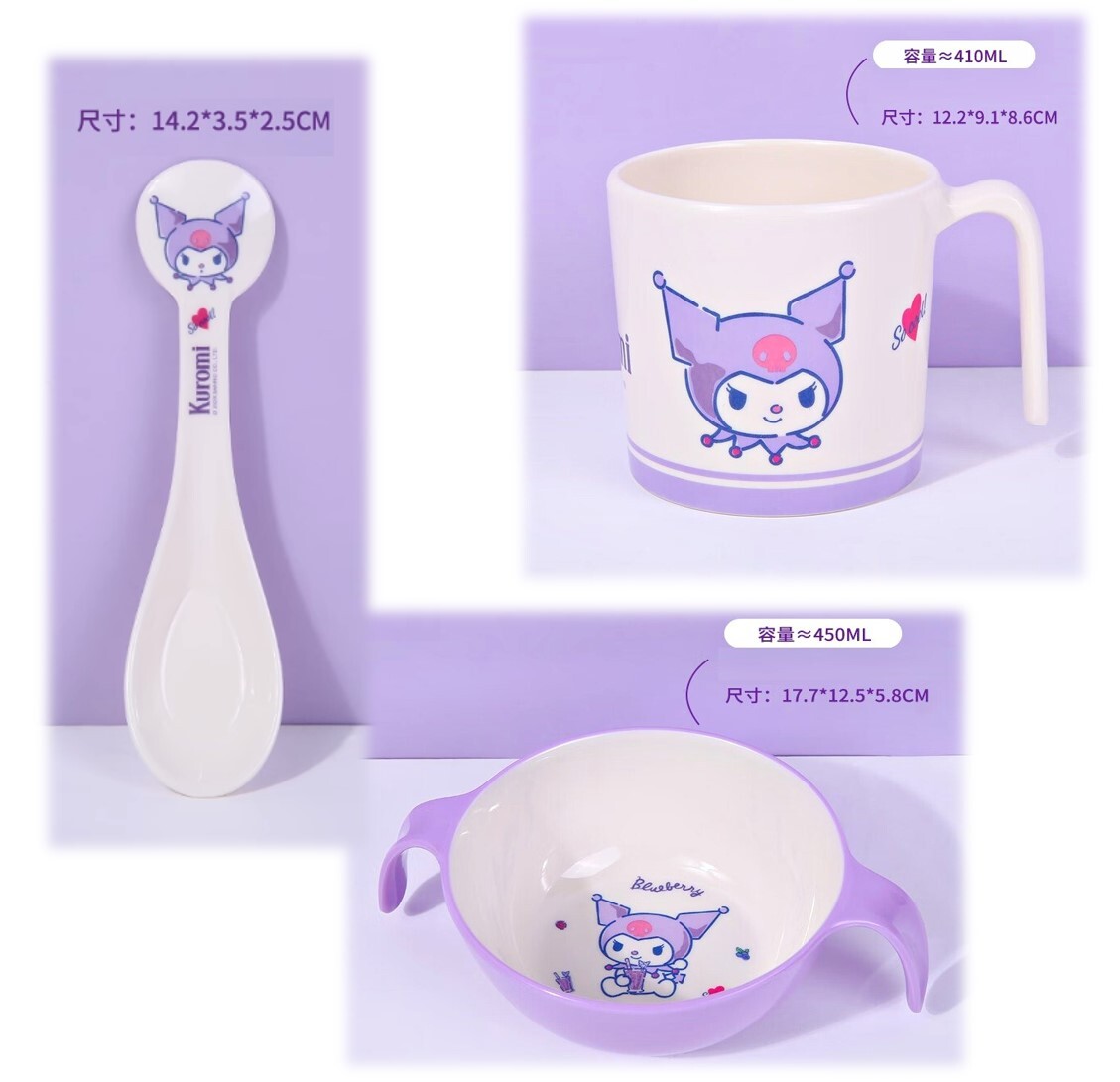 佻皮魔女 Sanrio |兒童餐具套裝-科學瓷(碗,杯,匙)