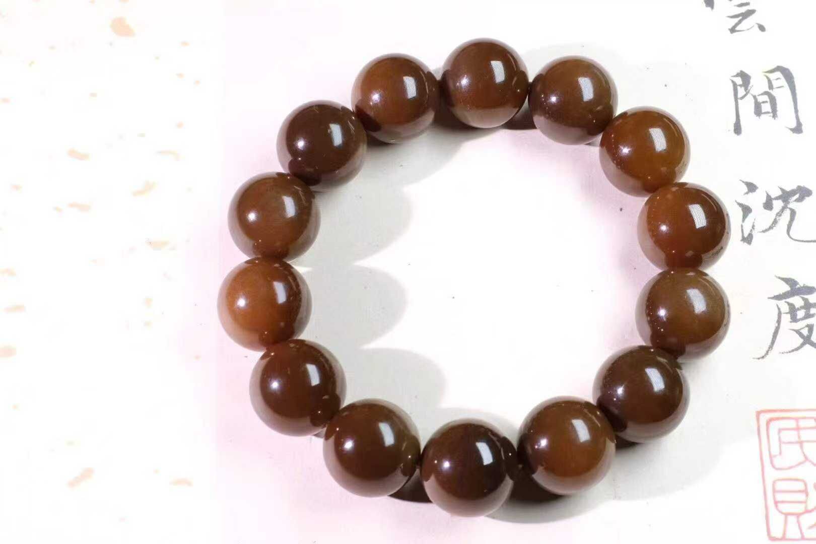 1014744 和田玉且末老紅糖手串 (16mm直徑)