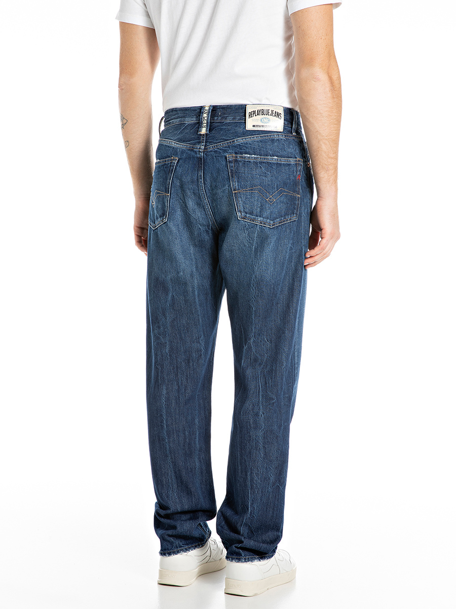 9ZERO1 海軍藍直筒丹寧牛仔褲