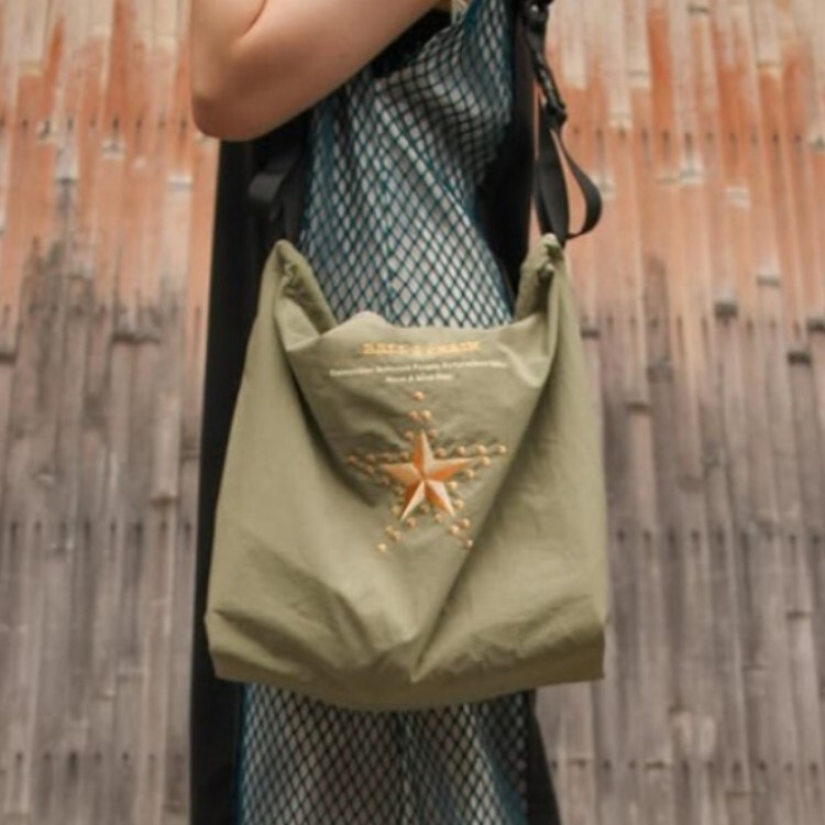 Ball＆Chain 刺繡環保購物袋 M號 - 灰 (30106182)