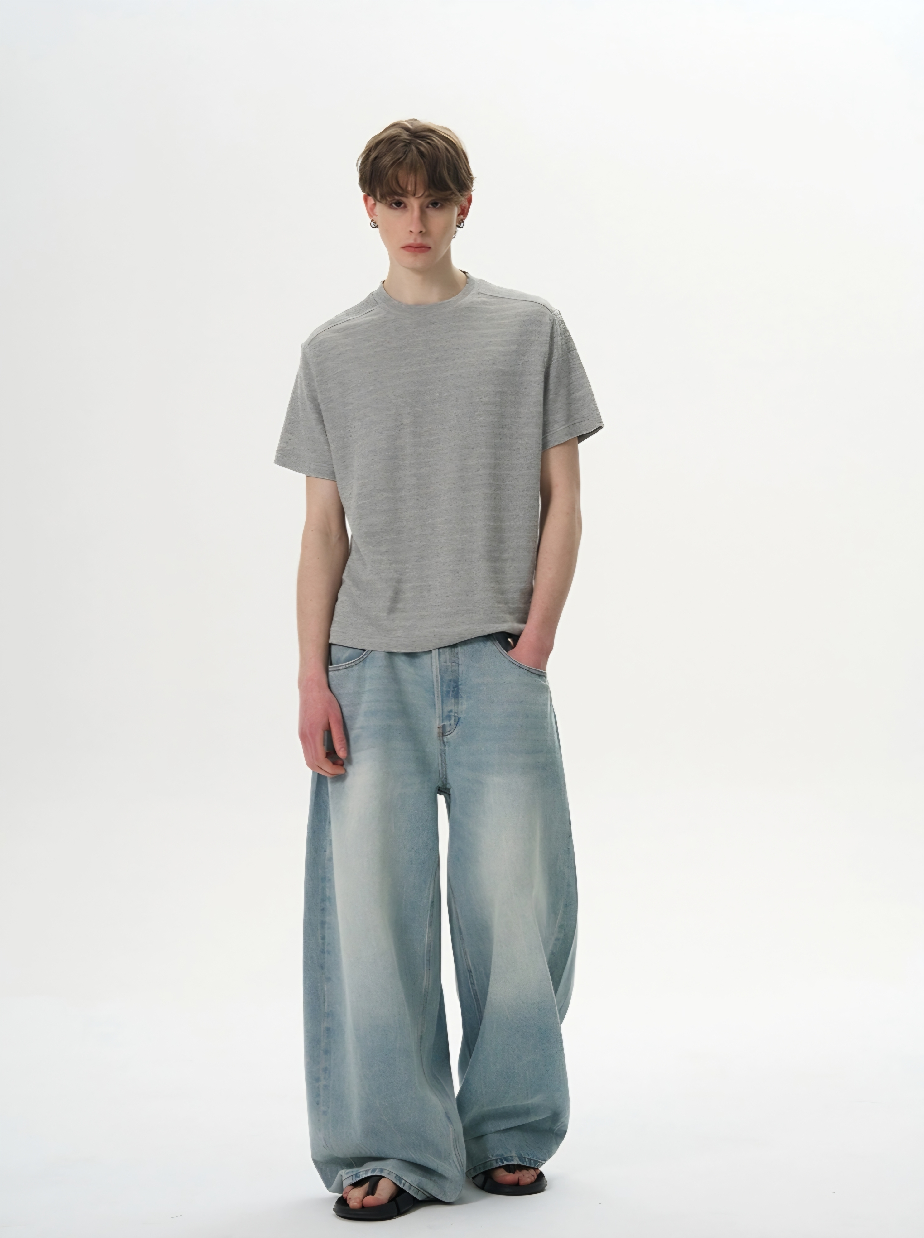 007. Textured Mock Neck T-shirt