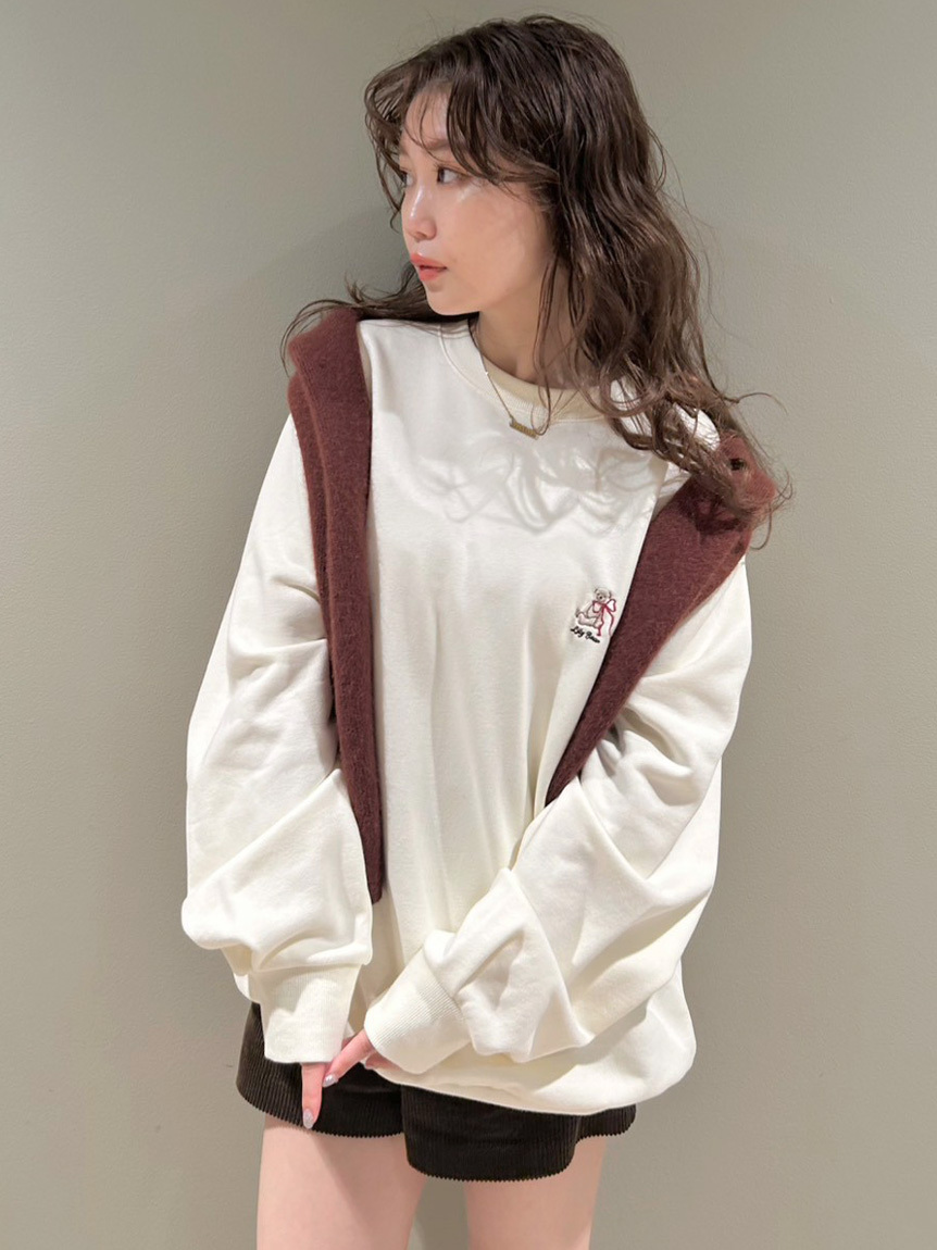 [預購] 折扣LILY BROWN Lily Bear 蝴蝶結刺繡厚棉上衣