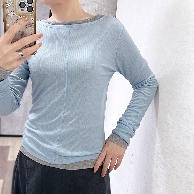 羊毛天絲撞線修身衣