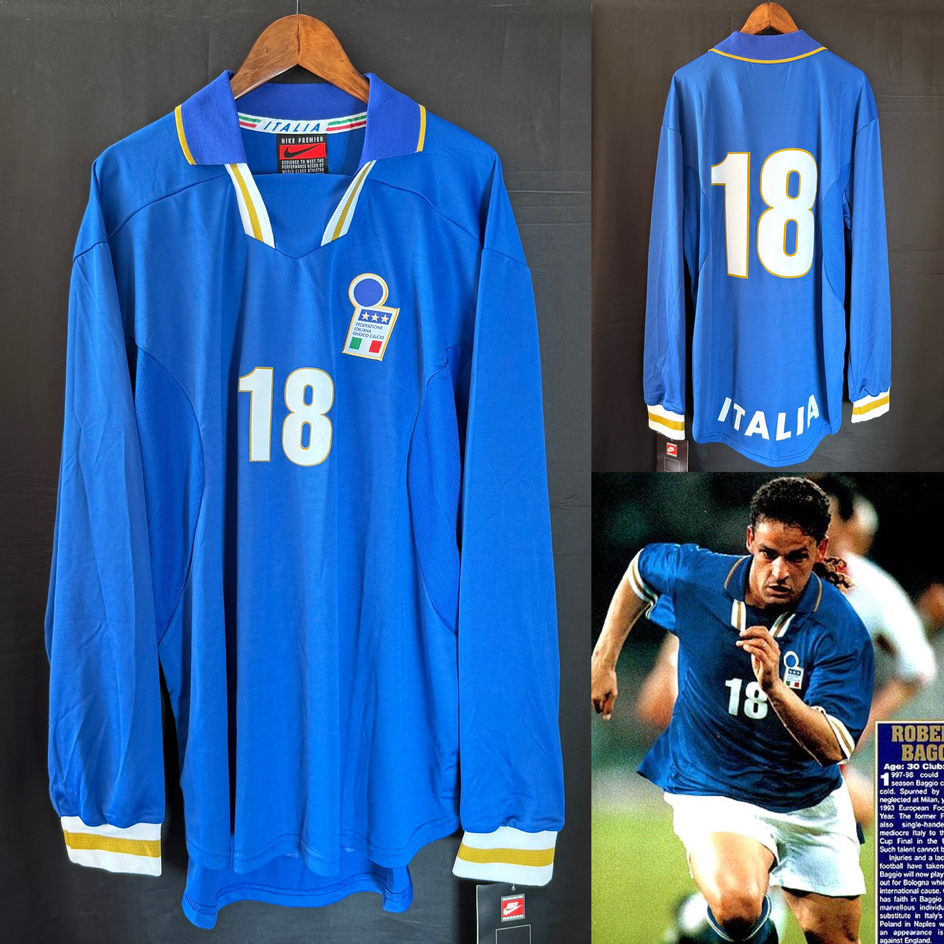 (Player Issue) Italy 1996 Nike L/S Home Player Issue Shirt #18