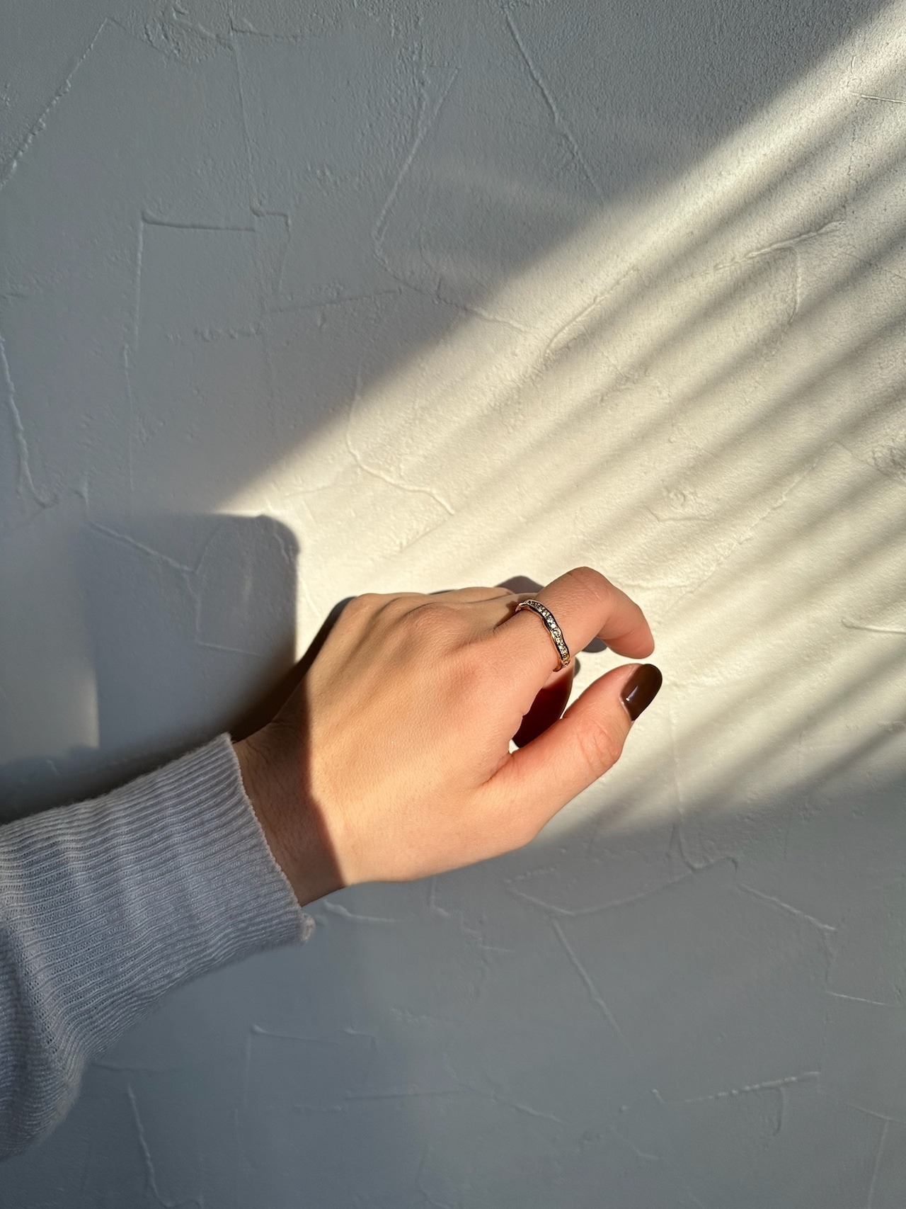 SS line stone ring