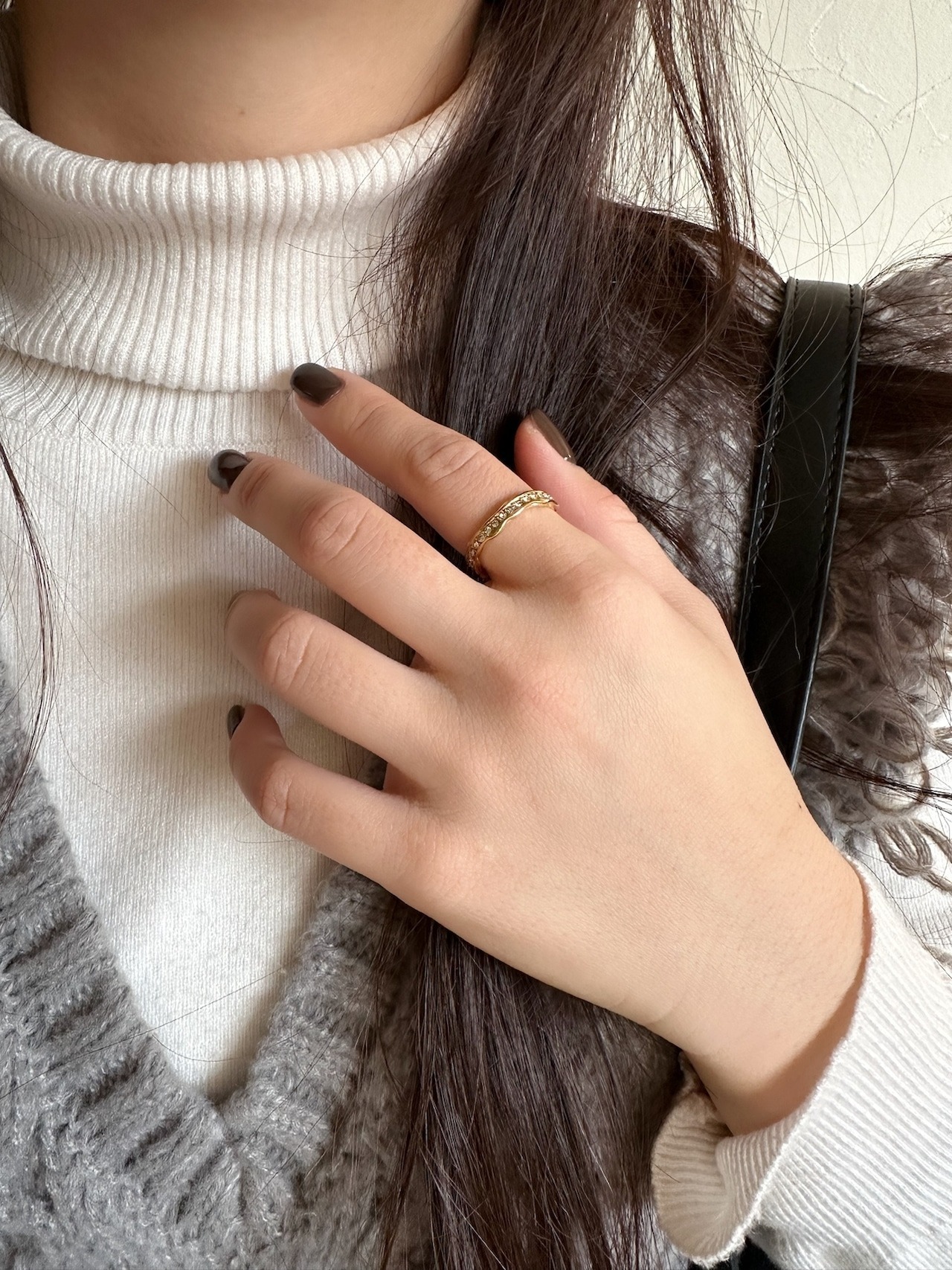 SS line stone ring