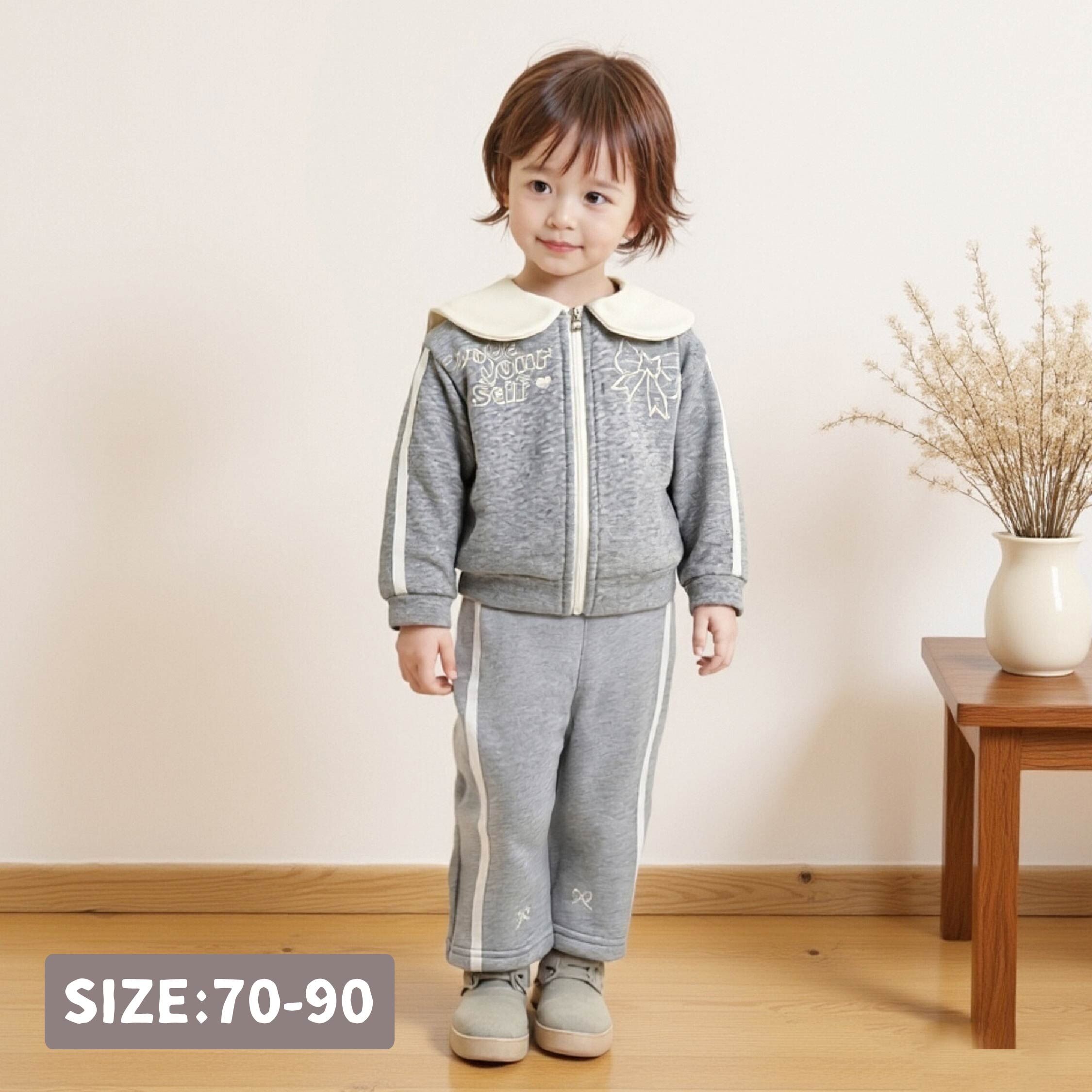 【H55041】甜甜蝴蝶結電繡翻領套裝