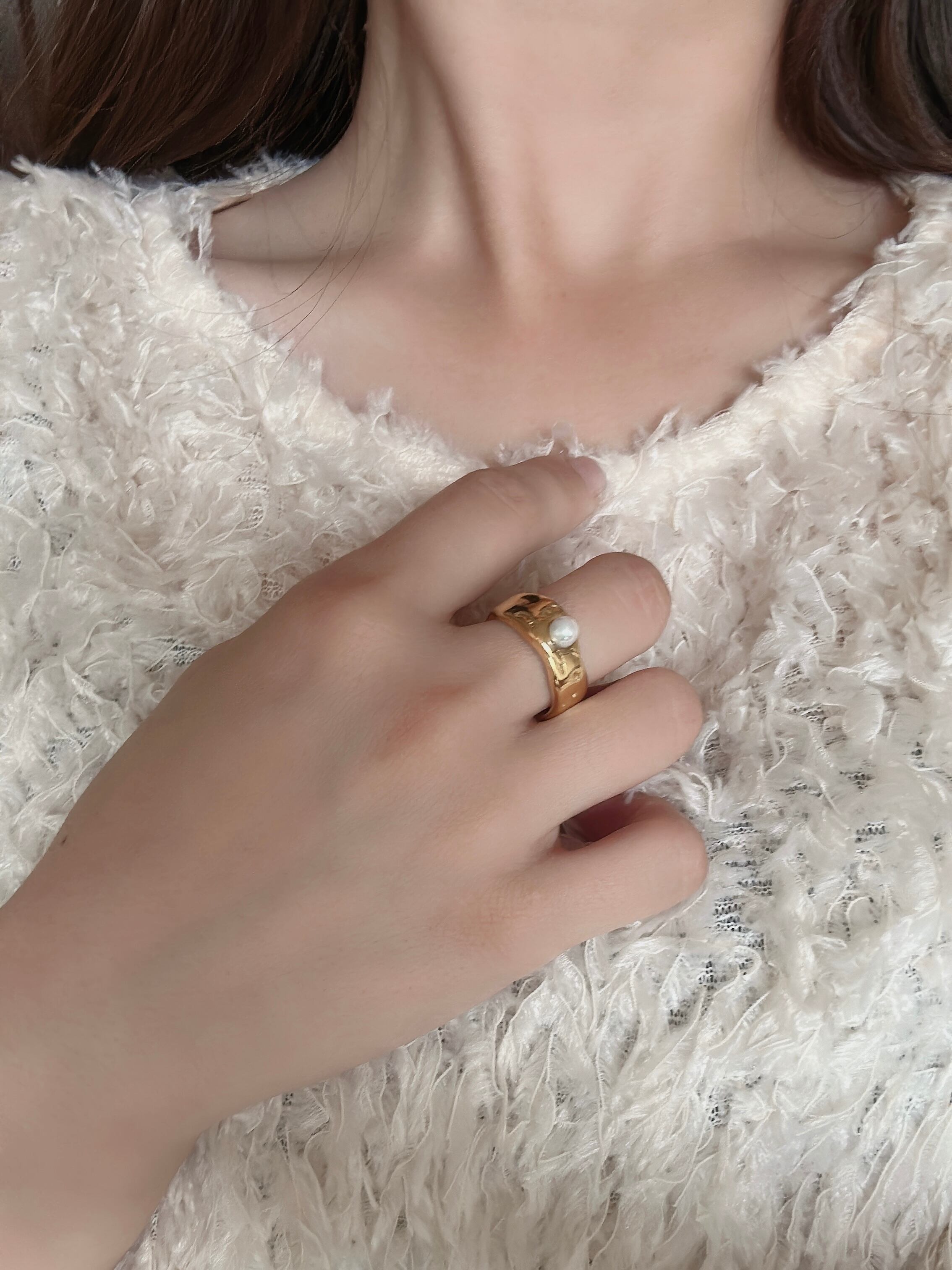 SS classic pearl ring