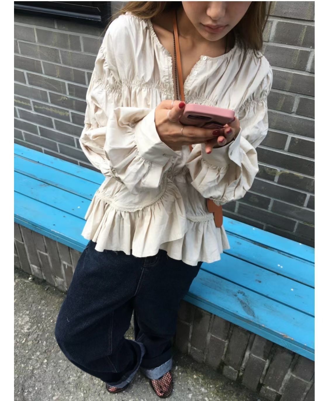 全抓褶休閒襯衫