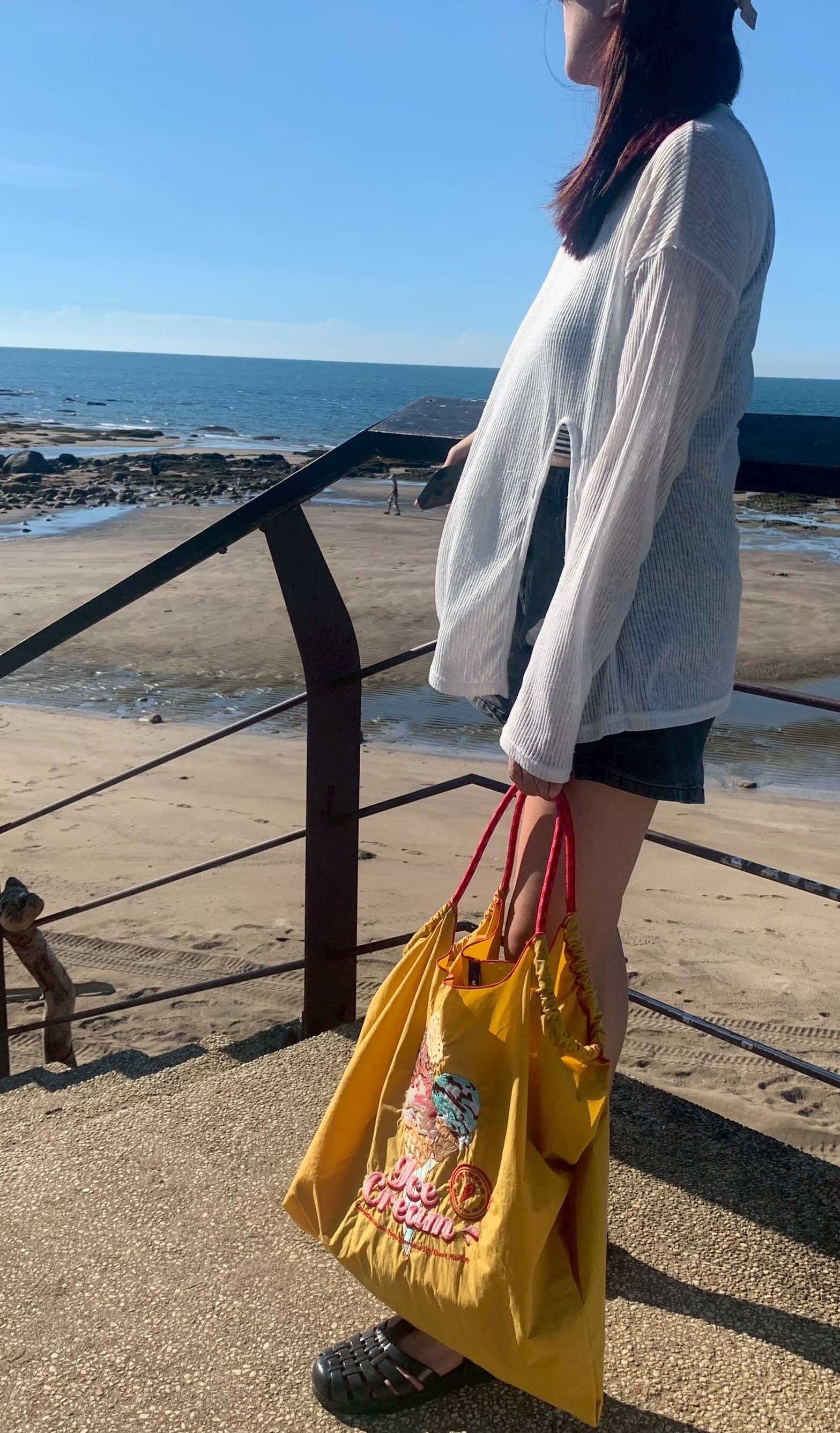 Ball＆Chain 刺繡環保購物袋 M號 - 黃 (30106310)