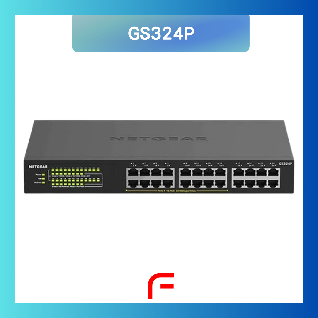 NETGEAR (GS324P) 24埠 千兆非網管PoE+ 交換機 | 16xPoE+ 190W