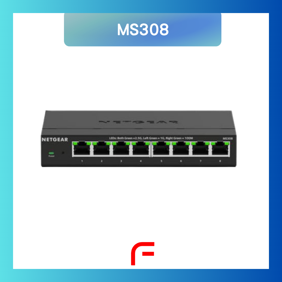 NETGEAR (MS308) 8埠 Multi-Gigabit (2.5G) 非網管Essentials 交換機 | 8x100M/1G/2.5G