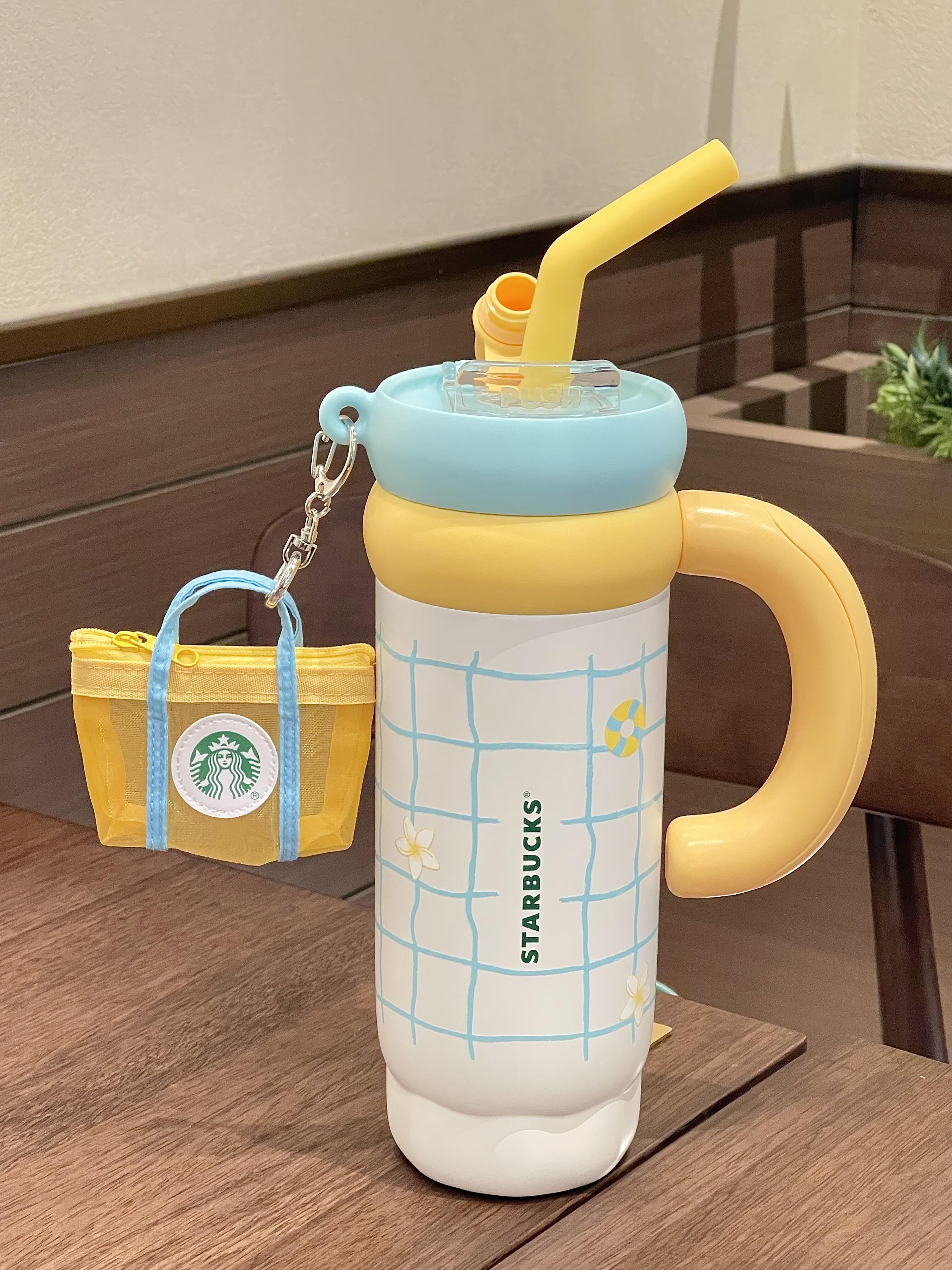 國外限定 Starbucks 星巴克 大容量 936ml 夏日風 藍色 黃色 手柄 水壺 吸管杯 附小包吊飾