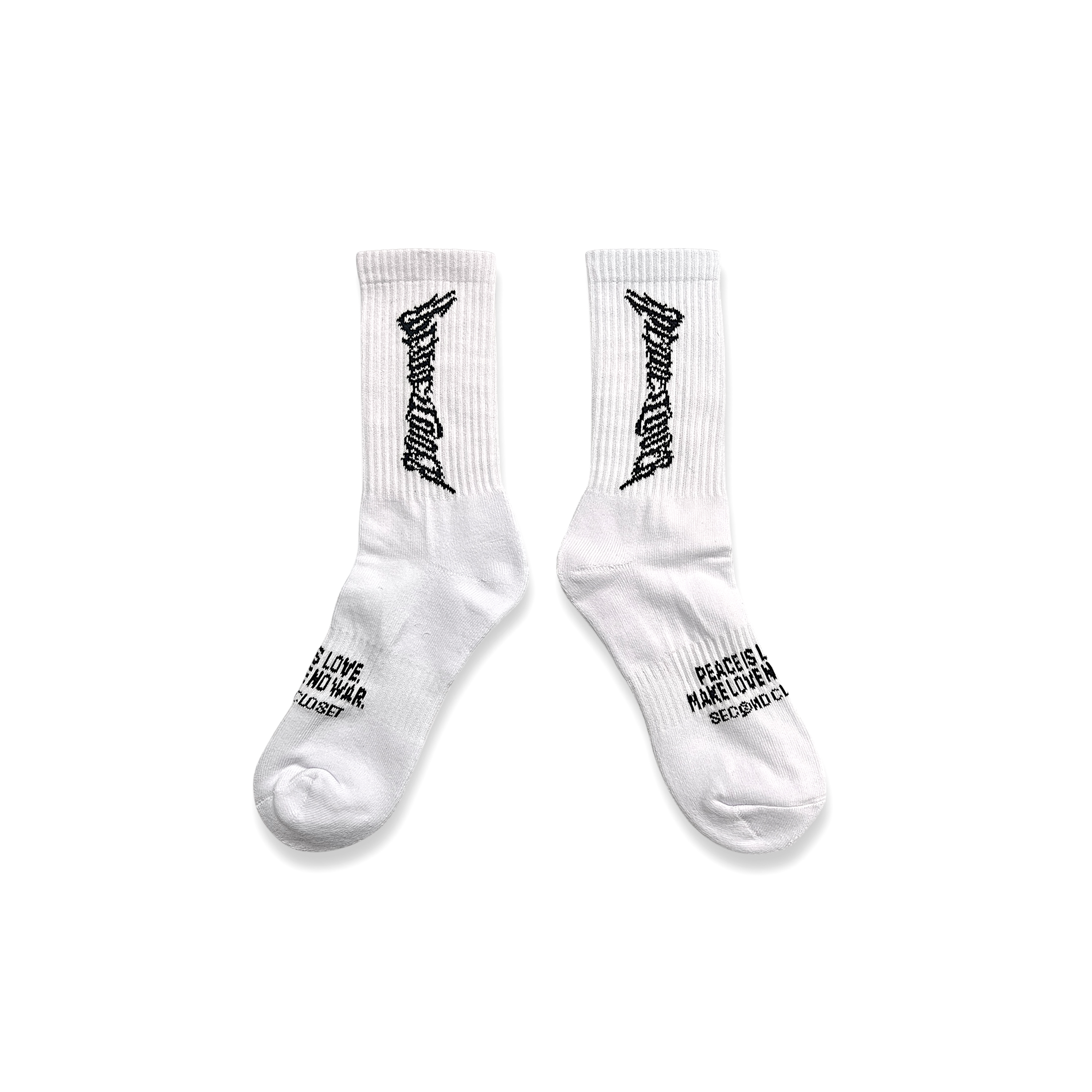 2nd Closet Peace Lover Logo Socks - White | SO01