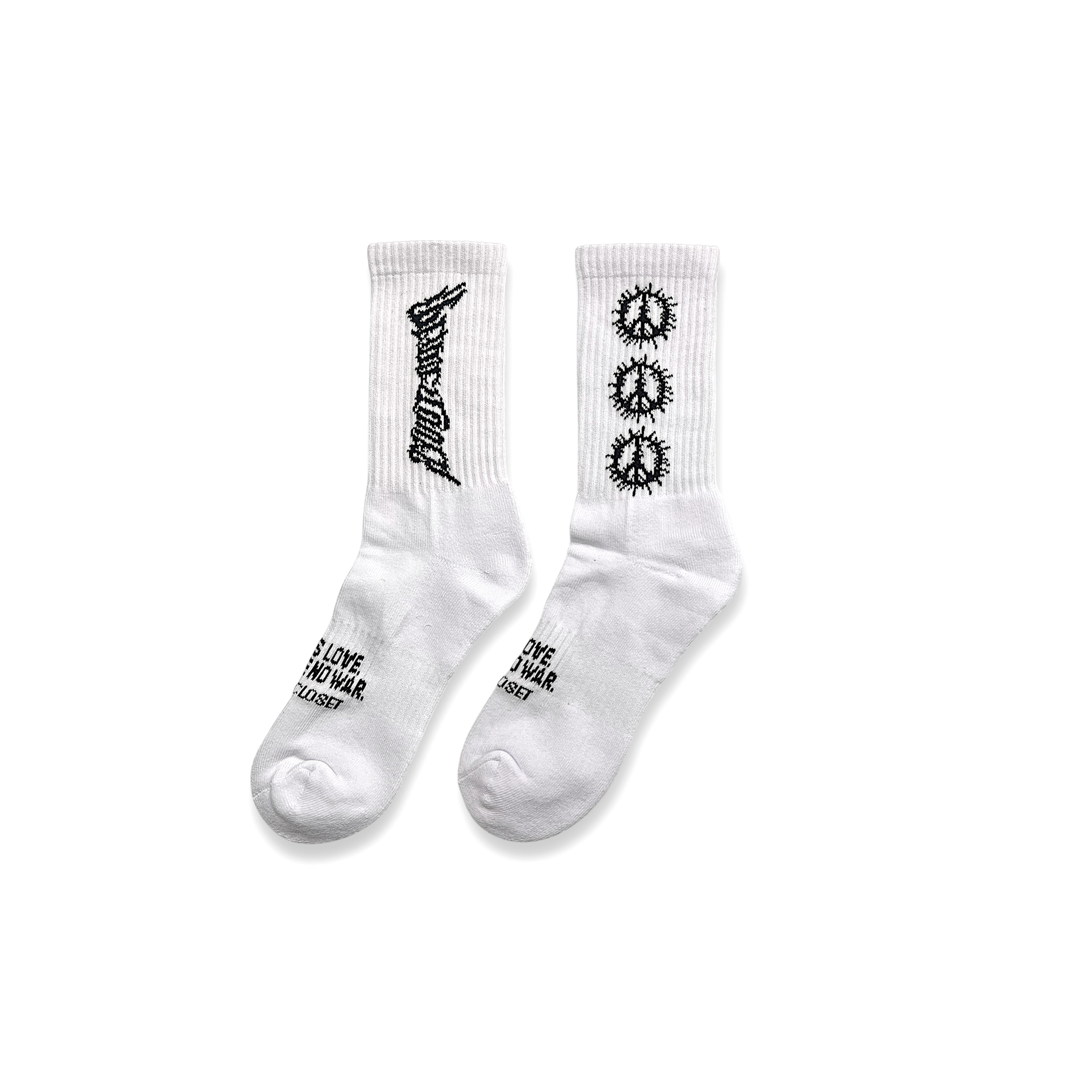 2nd Closet Peace Lover Logo Socks - White | SO01