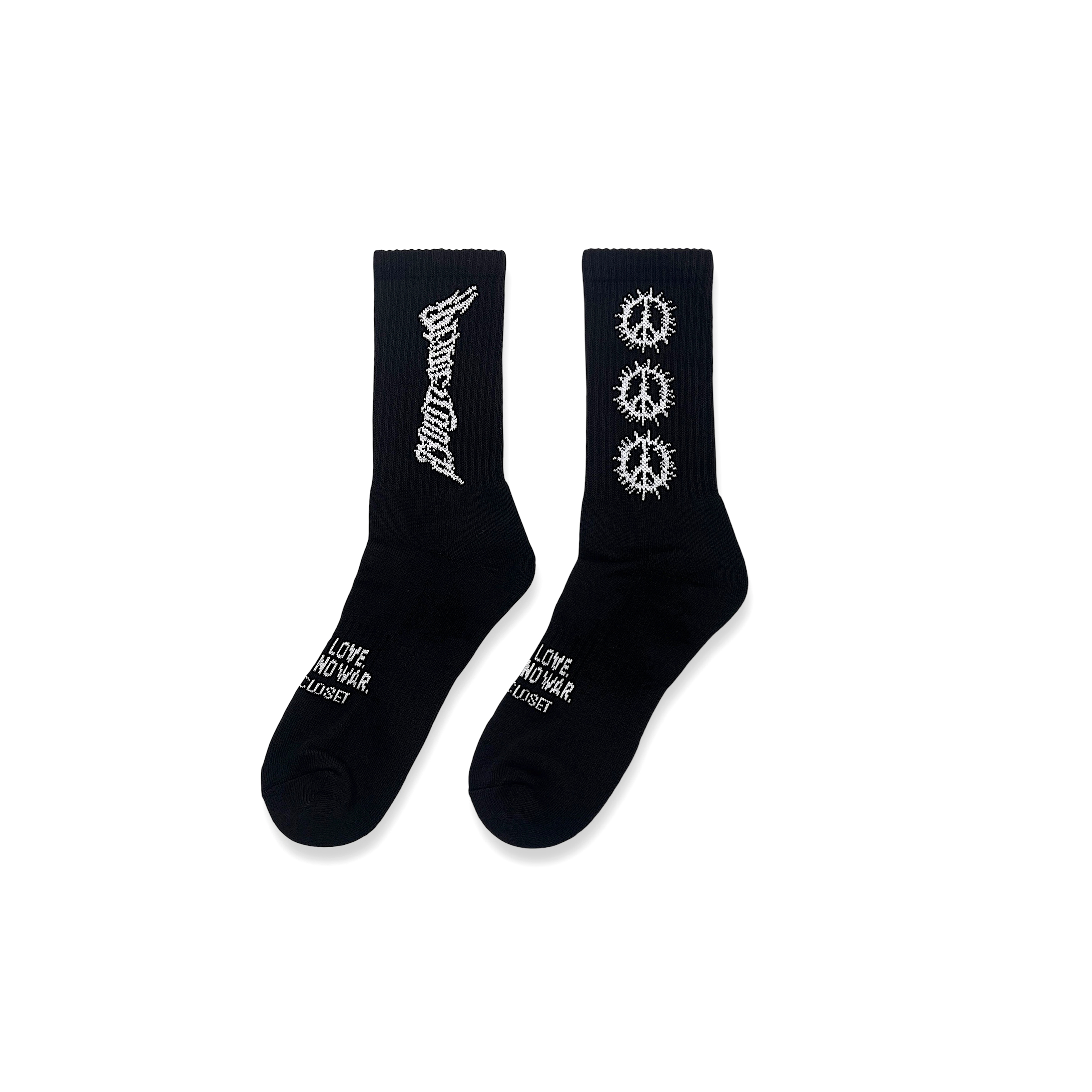 2nd Closet Peace Lover Logo Socks - Black | SO01