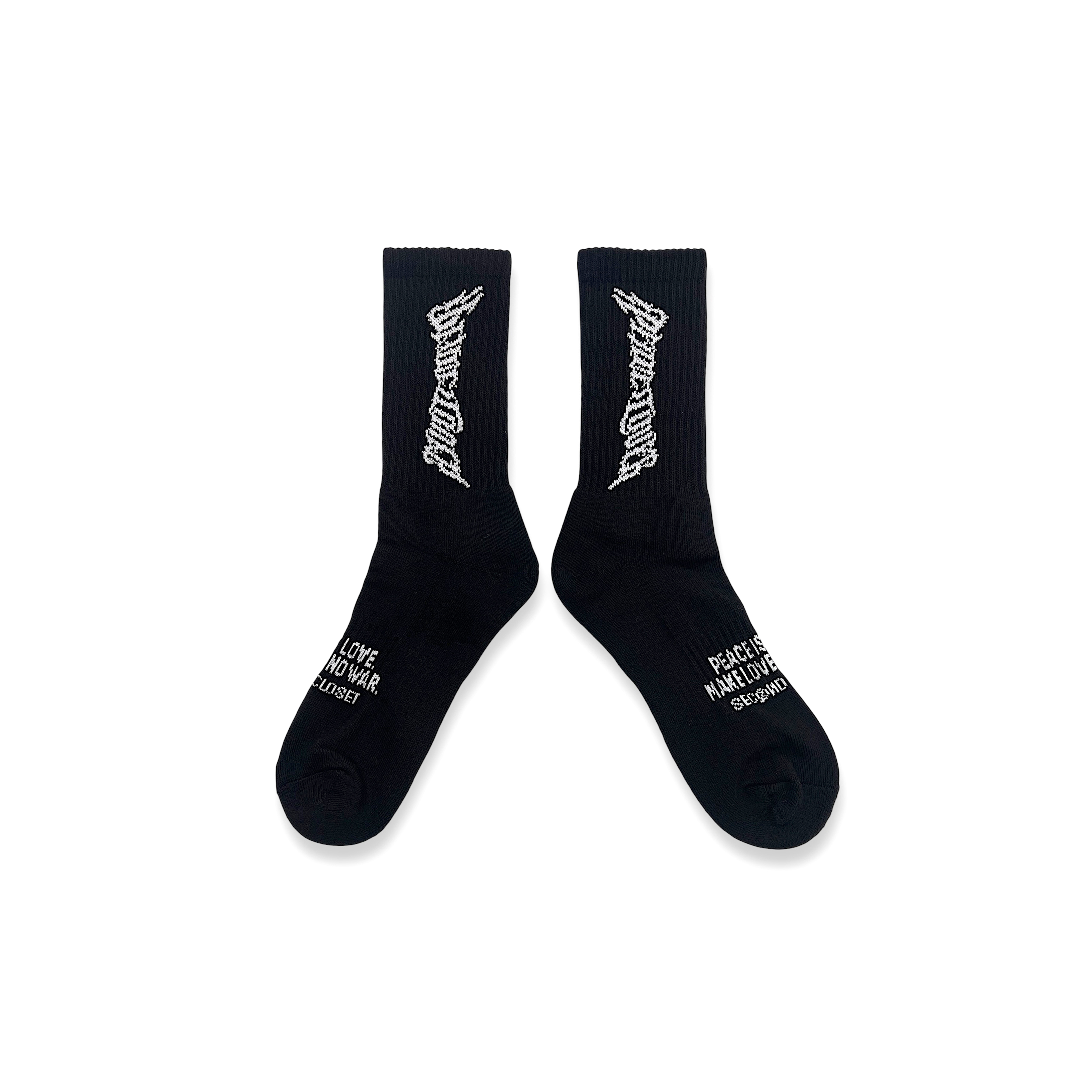 2nd Closet Peace Lover Logo Socks - Black | SO01