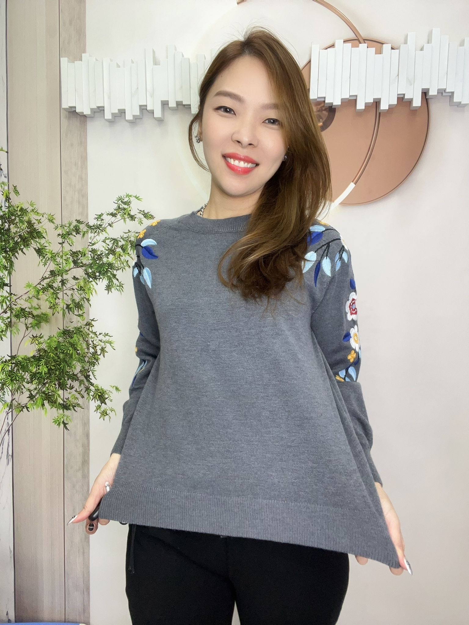 韓國高質針織立體花top~119U