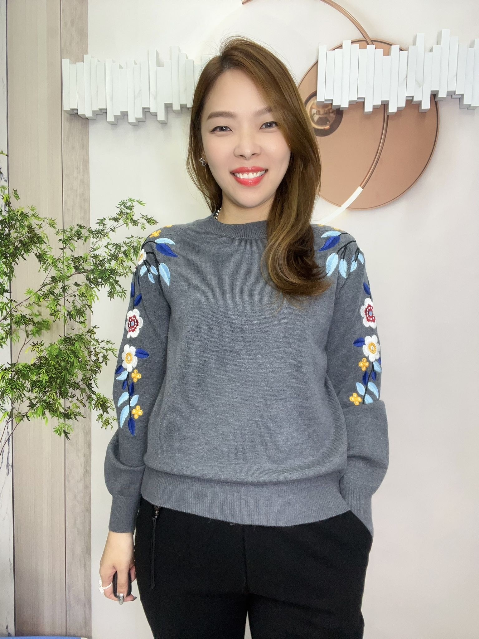 韓國高質針織立體花top~119U