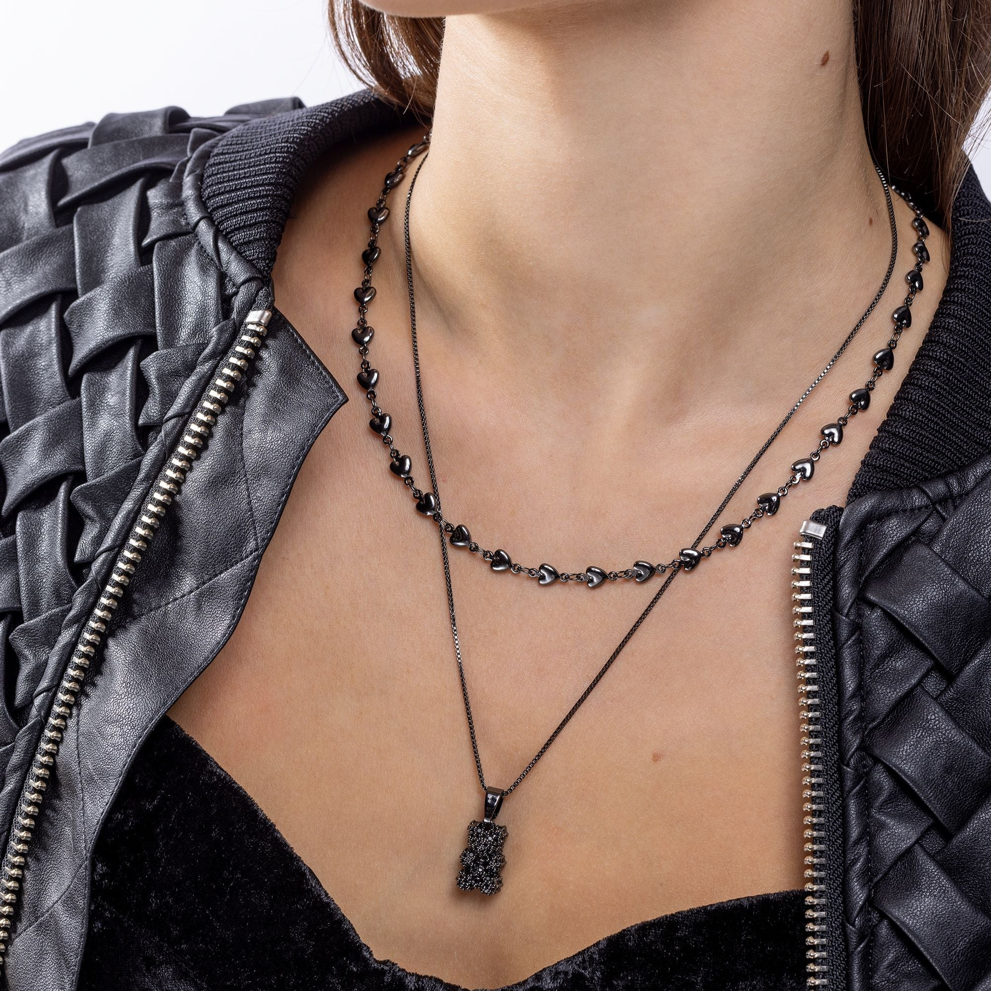 1CZ1024-172 CRYSTAL HAZE Box chain 40 cm - Black Hardware (A-EU-E)