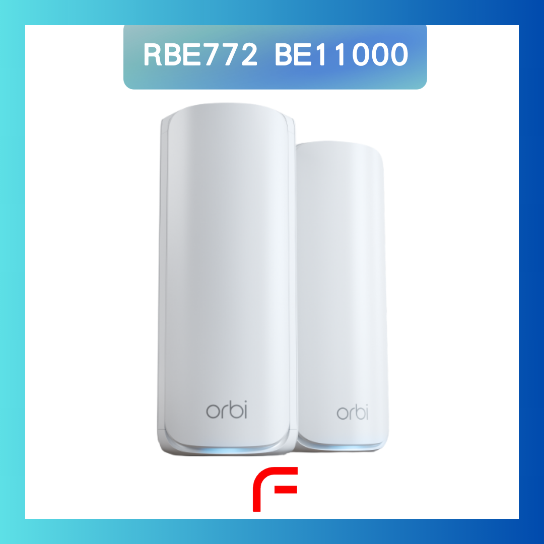 NetgearOrbi (RBE772) 三頻 BE11000 WiFi 7 Mesh 無線系統 (2件裝, 1主機+1分機)
