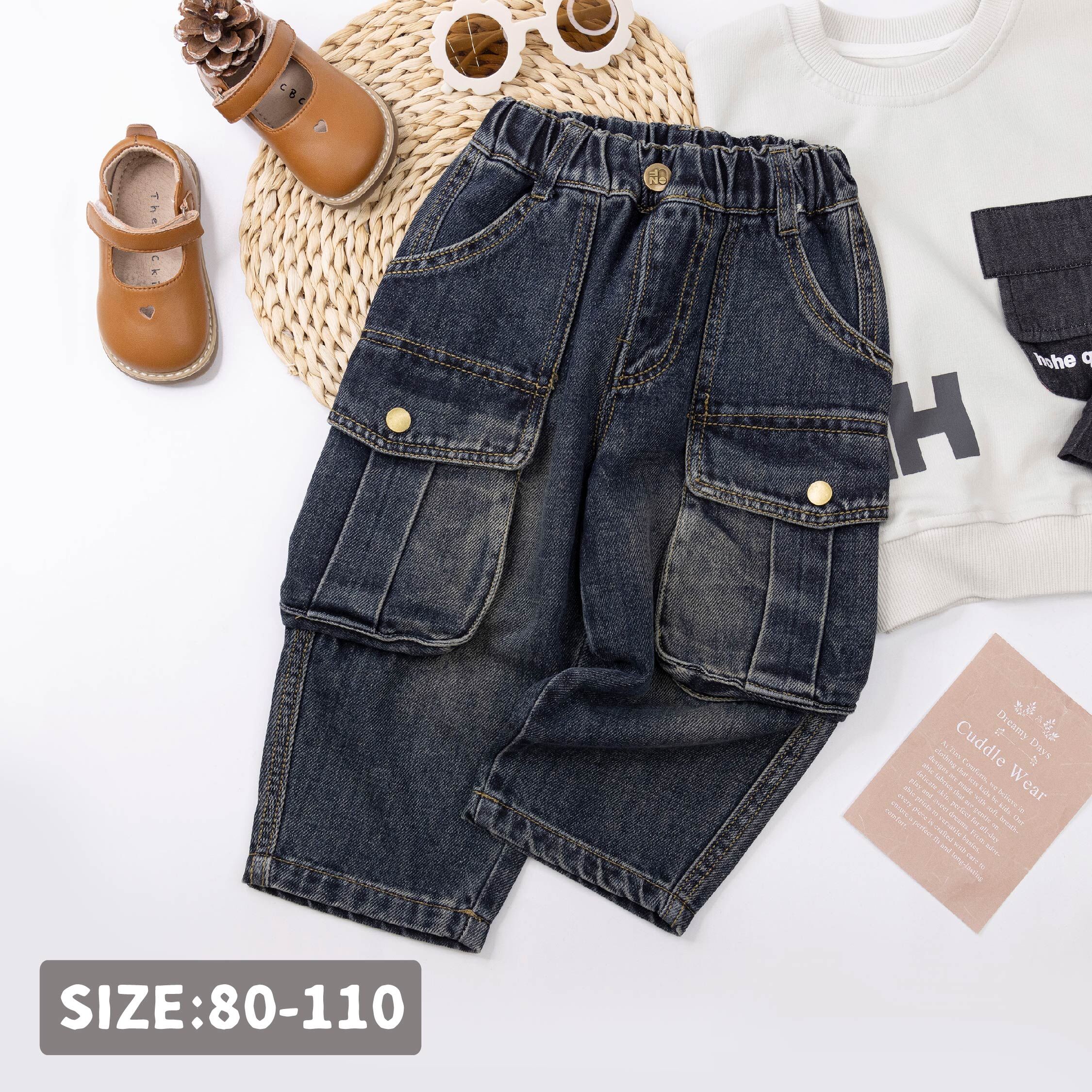 【H55527】休閒個性工裝牛仔褲