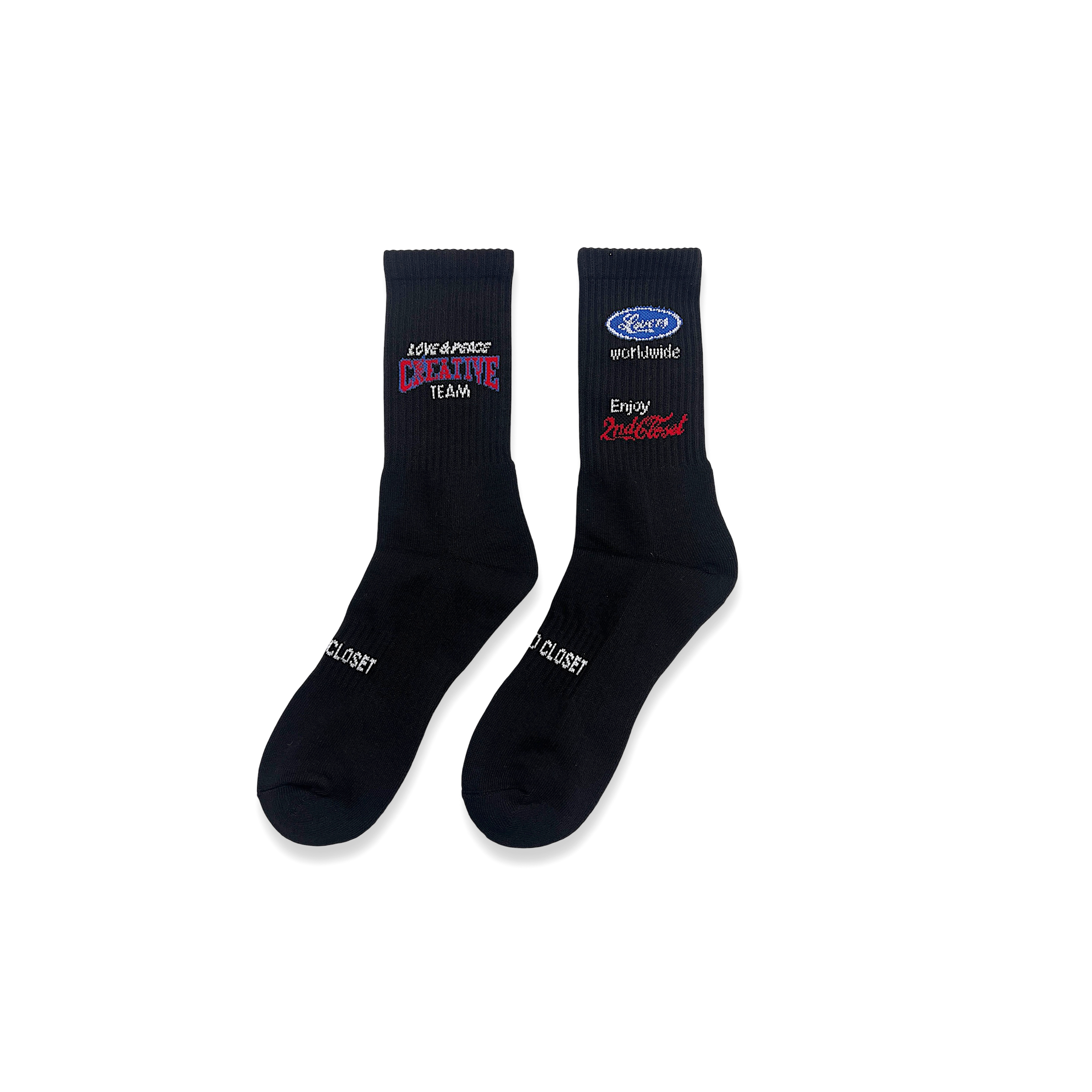2nd Closet Lover Logos Socks - Black | SO03