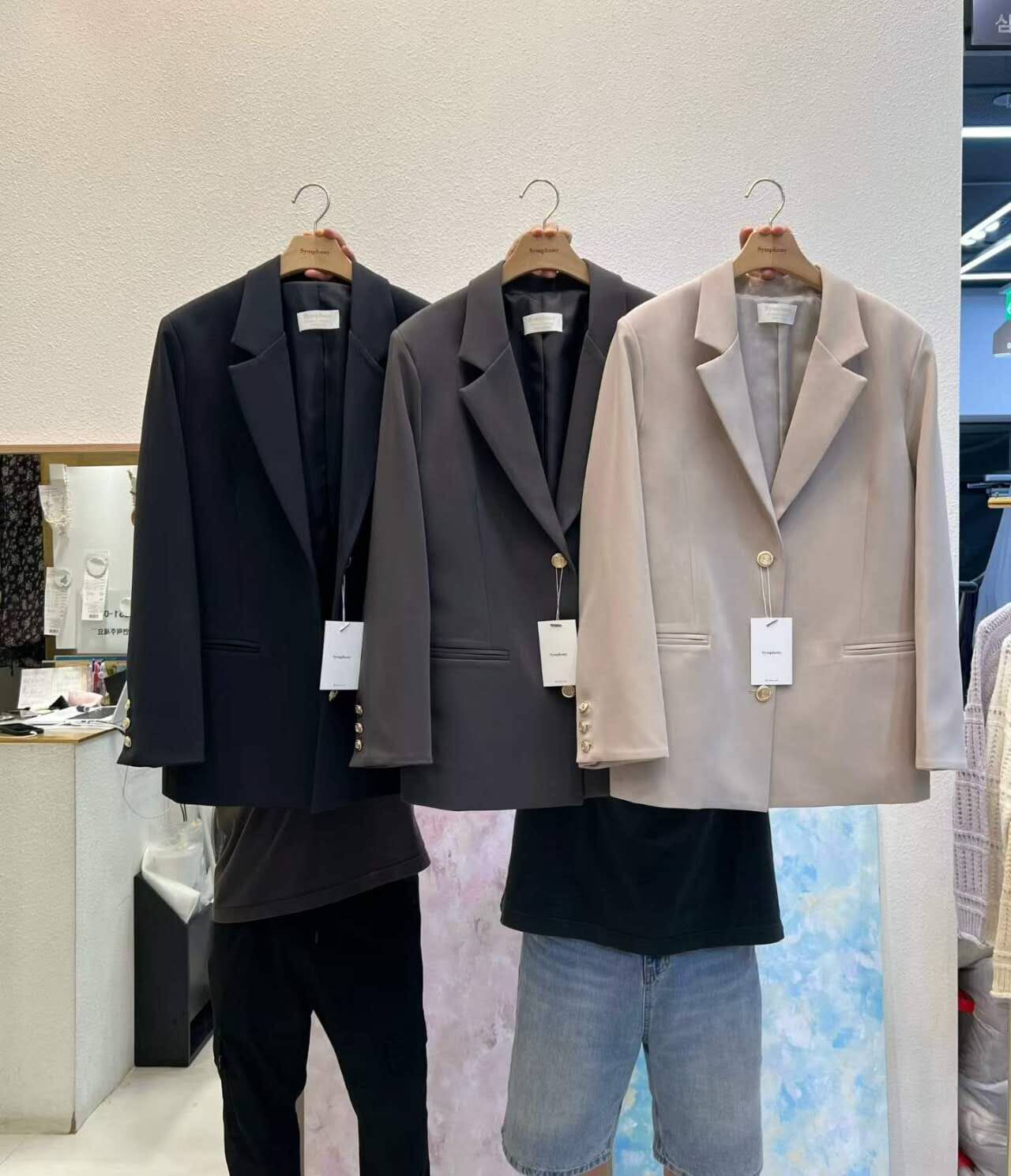 SY5143 金扣寬鬆西裝外套