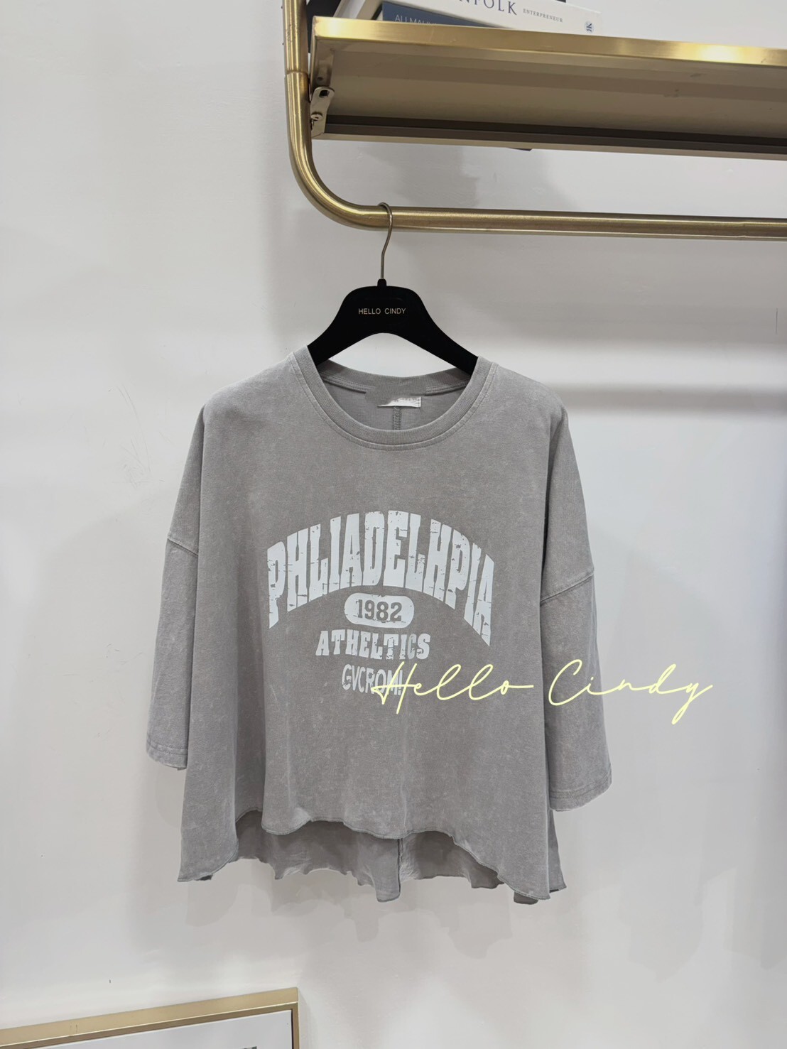 B10133 韓國美式英文字蠟染水洗棉T