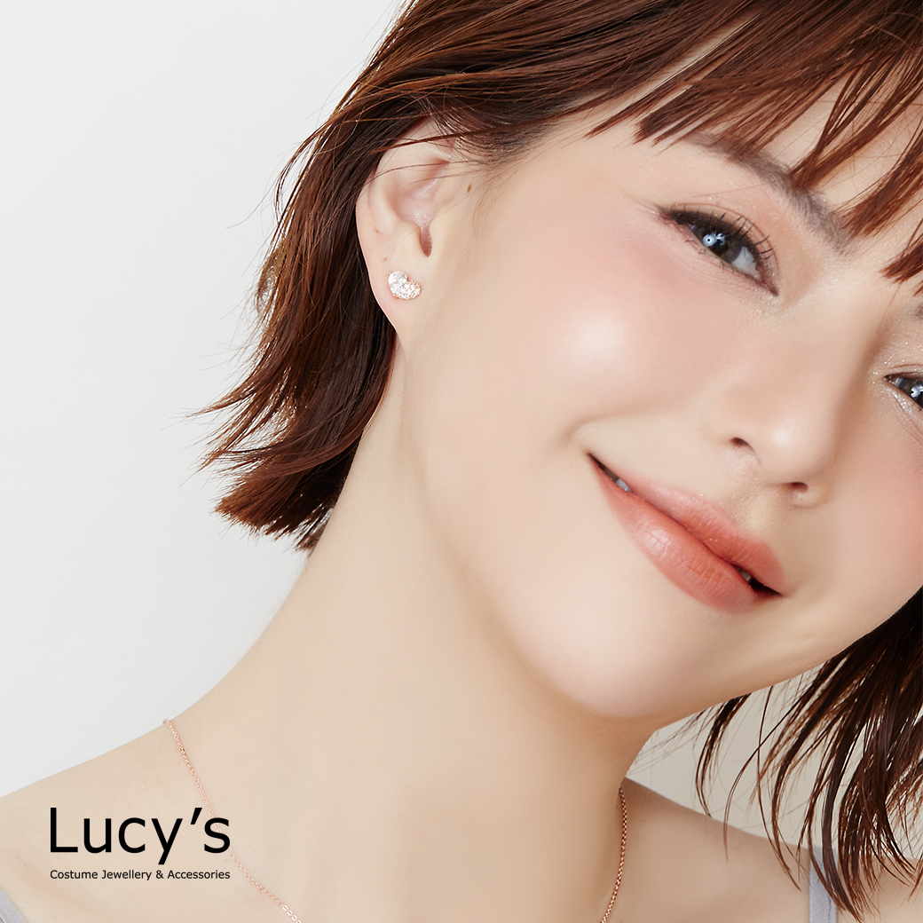 閃鑽愛心 耳環 (二色) (124707/124709)