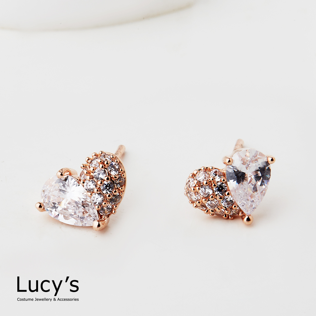 閃鑽愛心 耳環 (二色) (124707/124709)