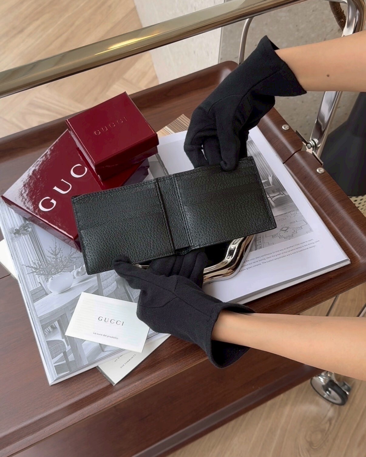 GUCCI｜GG MAEMONT 內八卡雙折短夾 黑色