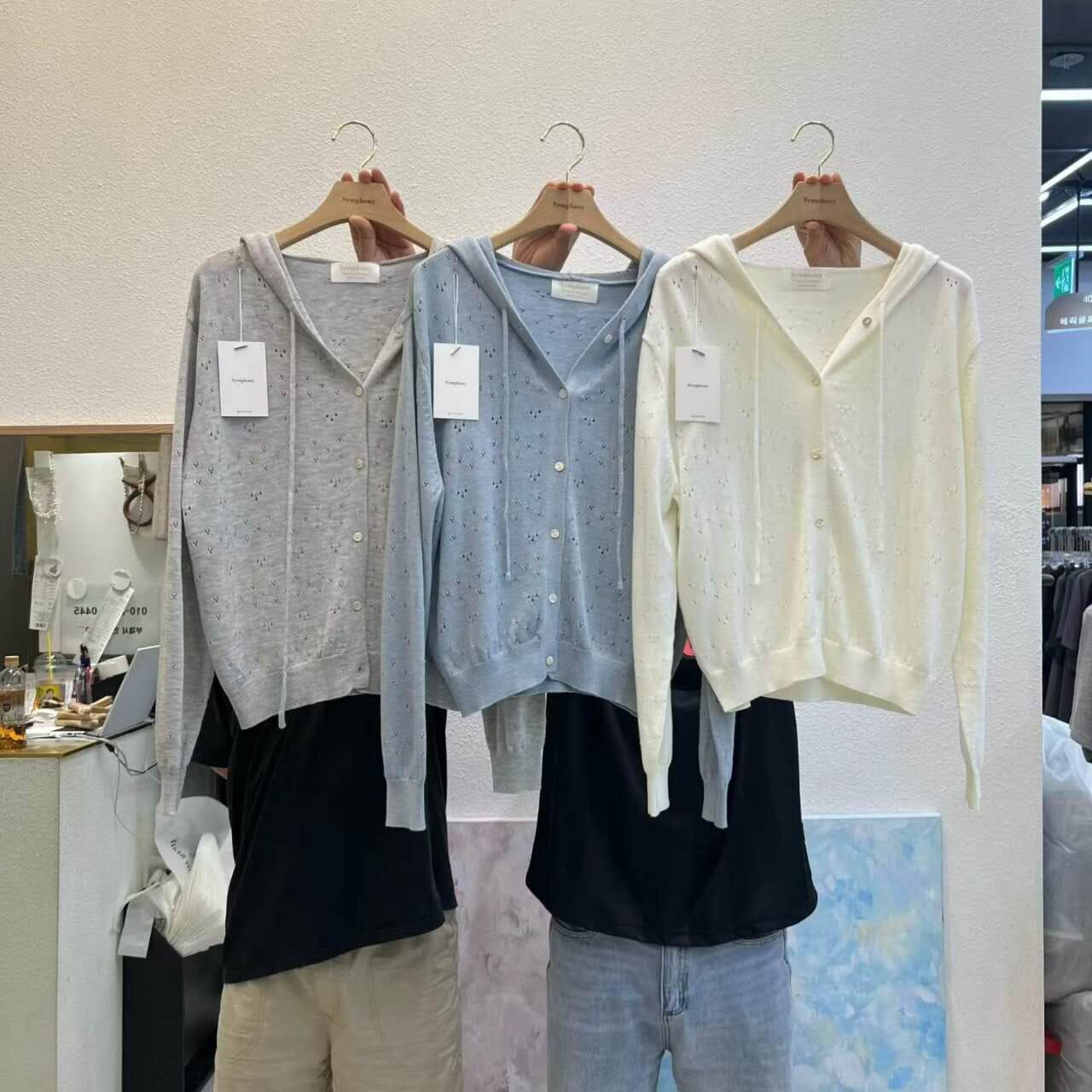 SY5148 小通花連帽針織外套