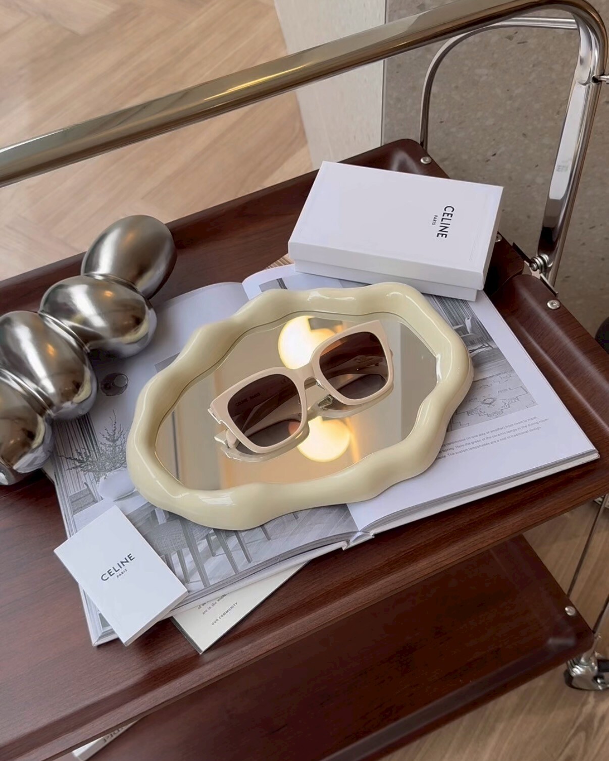 CELINE｜凱旋門墨鏡(自帶鼻托) 奶白色