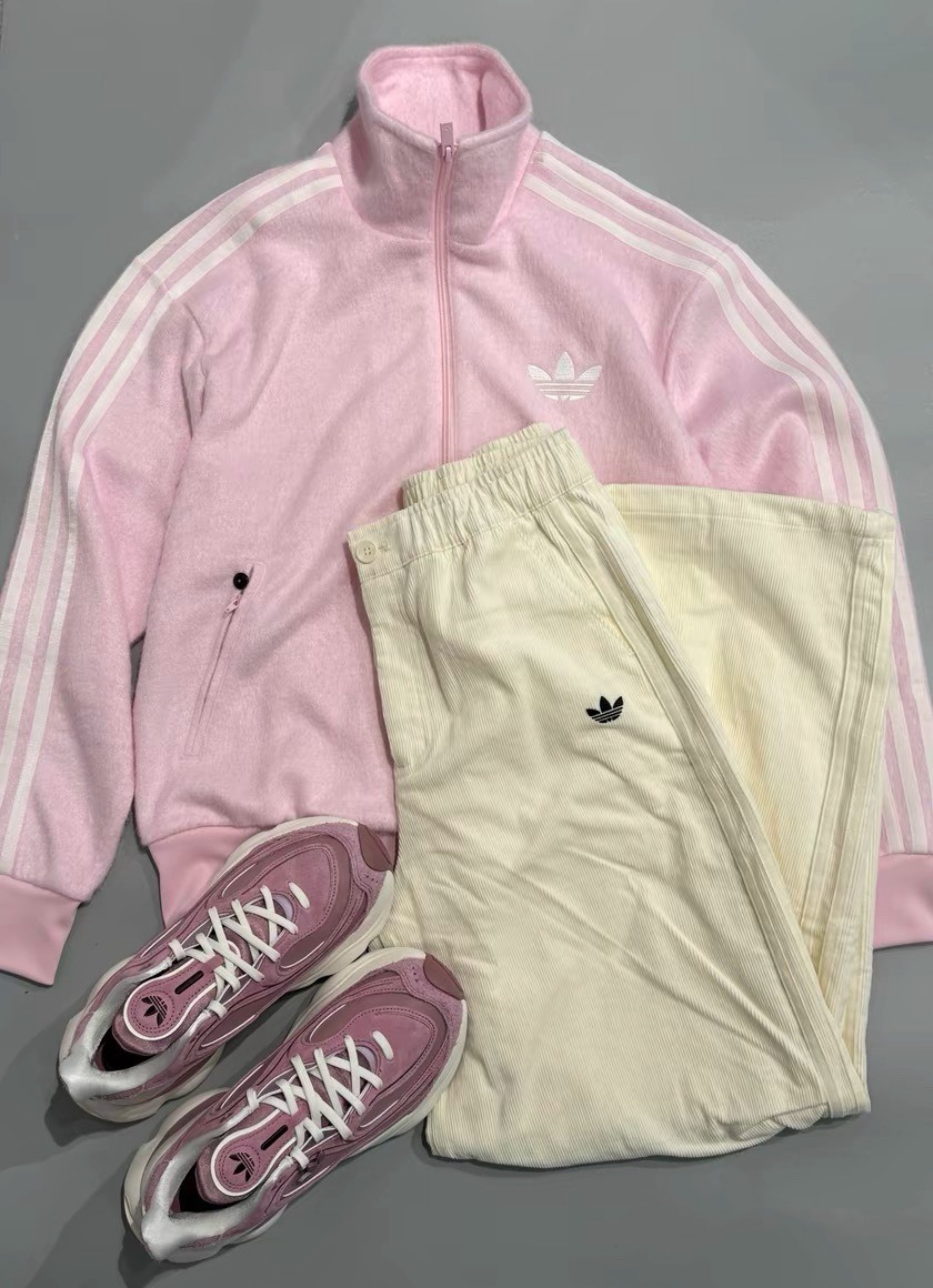 Adidas Originals Firebird MOHAIR 草莓牛奶 立領寬鬆 馬海毛 長袖外套 KS7778